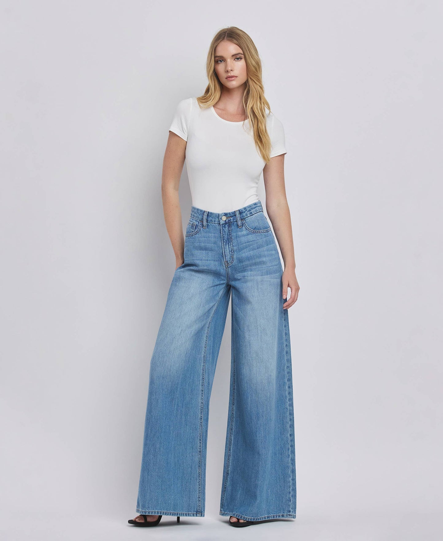 VERVET by FLYING MONKEY - SUPER HIGH RISE WIDE LEG JEANS V3567