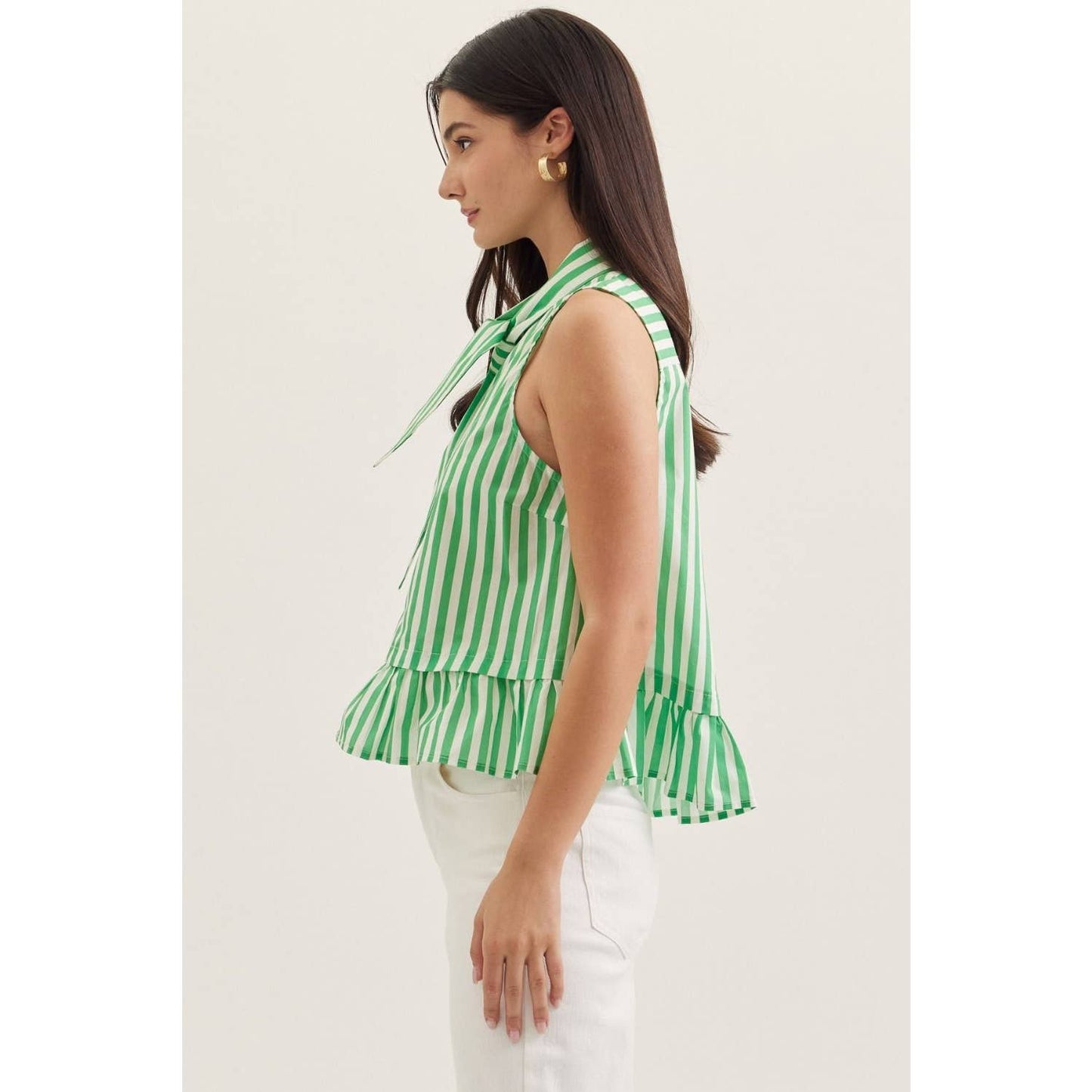 Striped sleeveless peplum top