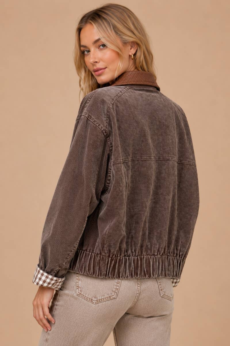 J.NNA - Mineral Wash  Corduroy Bomber Jacket