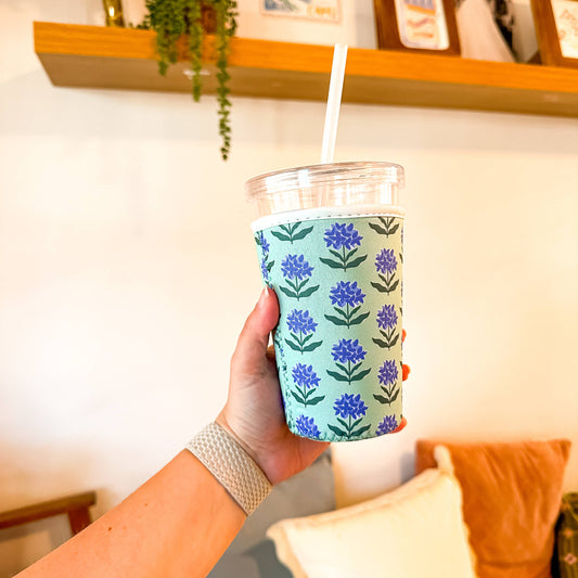 Oak Shore Collective LLC - Nantucket Spring Hydrangeas | Iced Coffee Sleeve