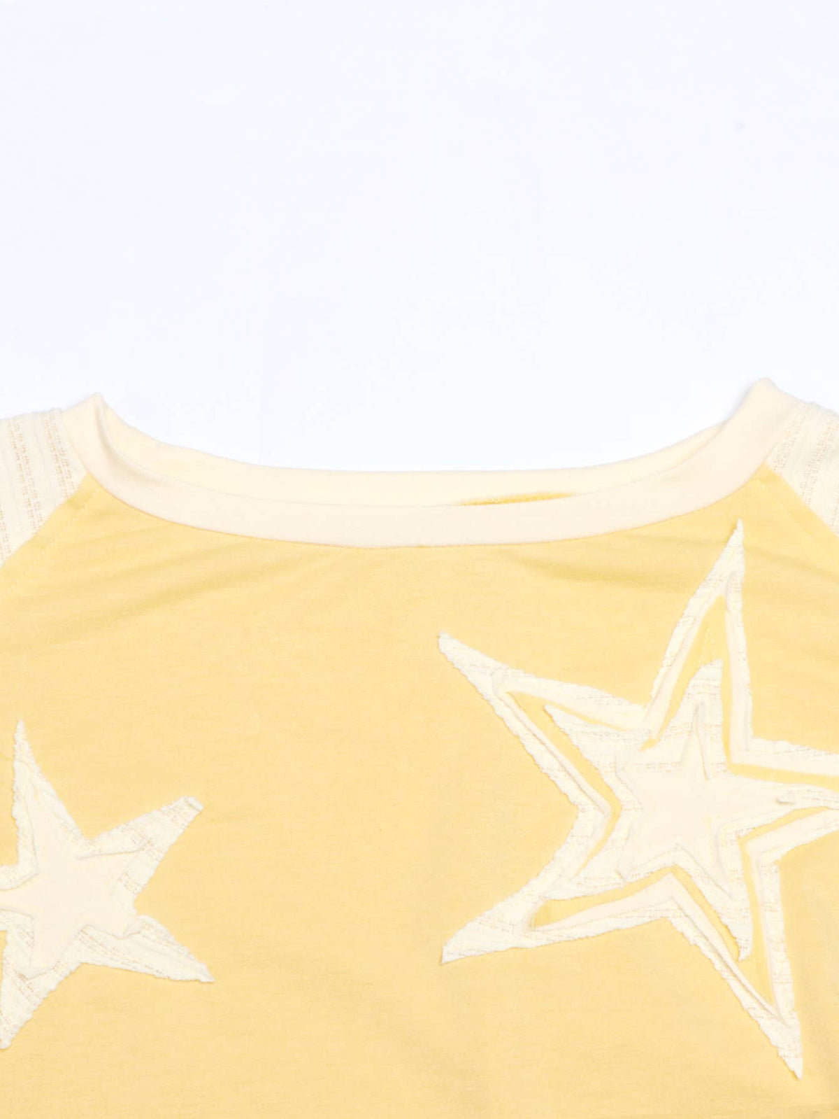 Waffle Star Patch Patchwork Crewneck Pullover