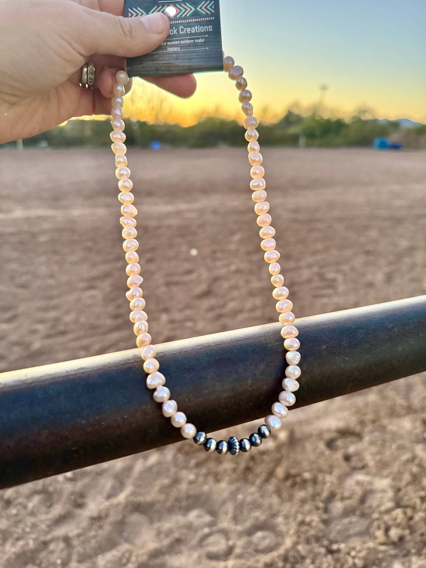 Wild Hancock Creations - Navajo Pearl Necklace/Fresh Water Pearl Necklace/Boho Choker