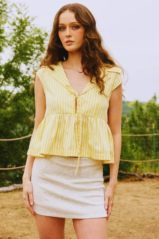 Stripe Yellow Babydoll Blouse