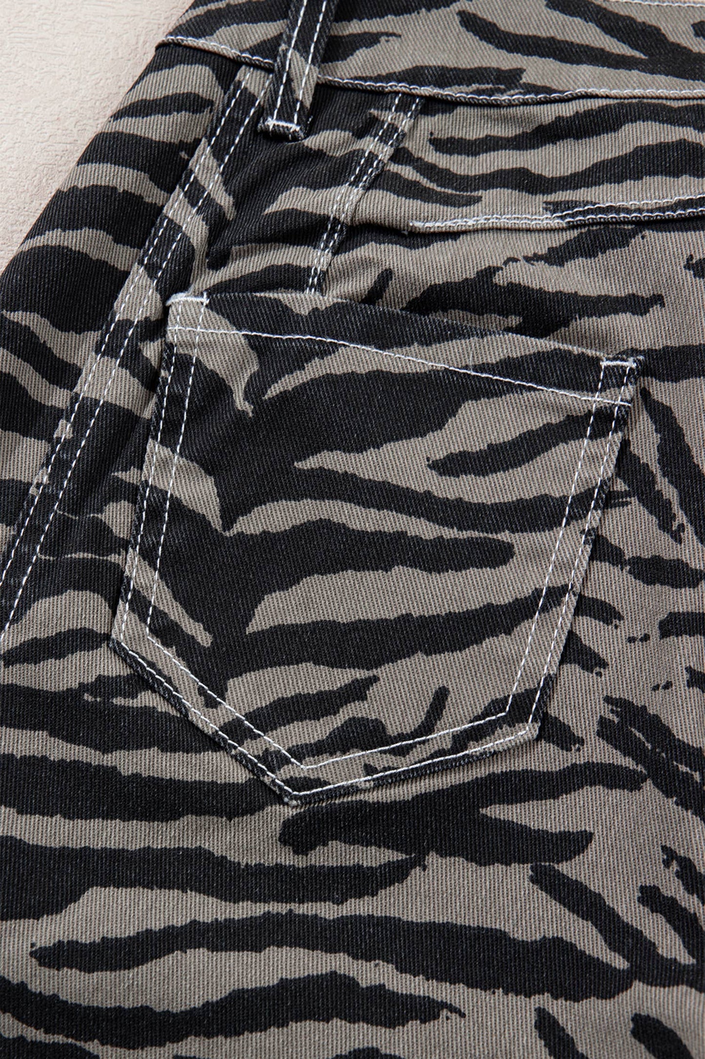 Zebra Stripe Printed Wide Leg Jeans