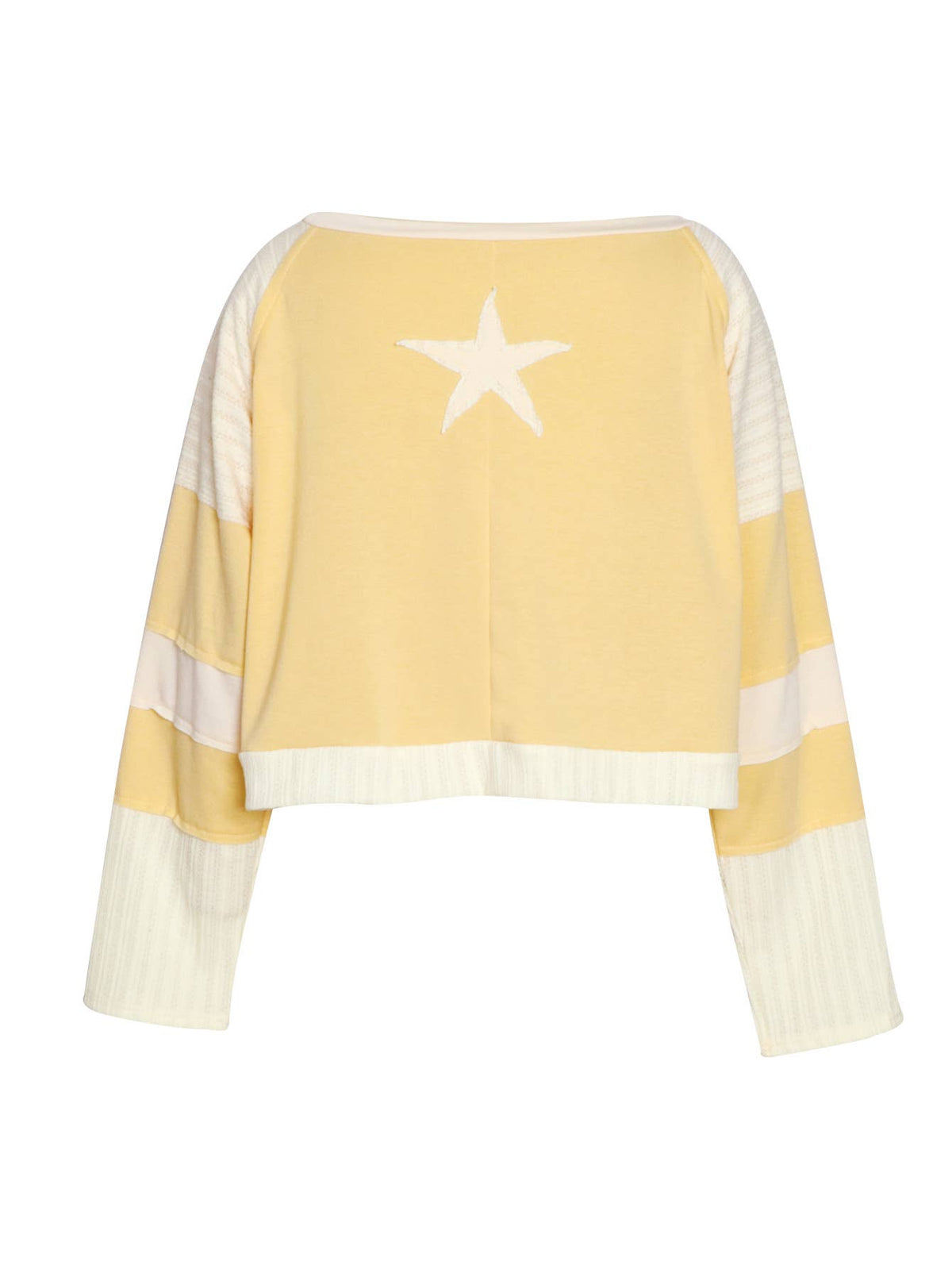 Waffle Star Patch Patchwork Crewneck Pullover