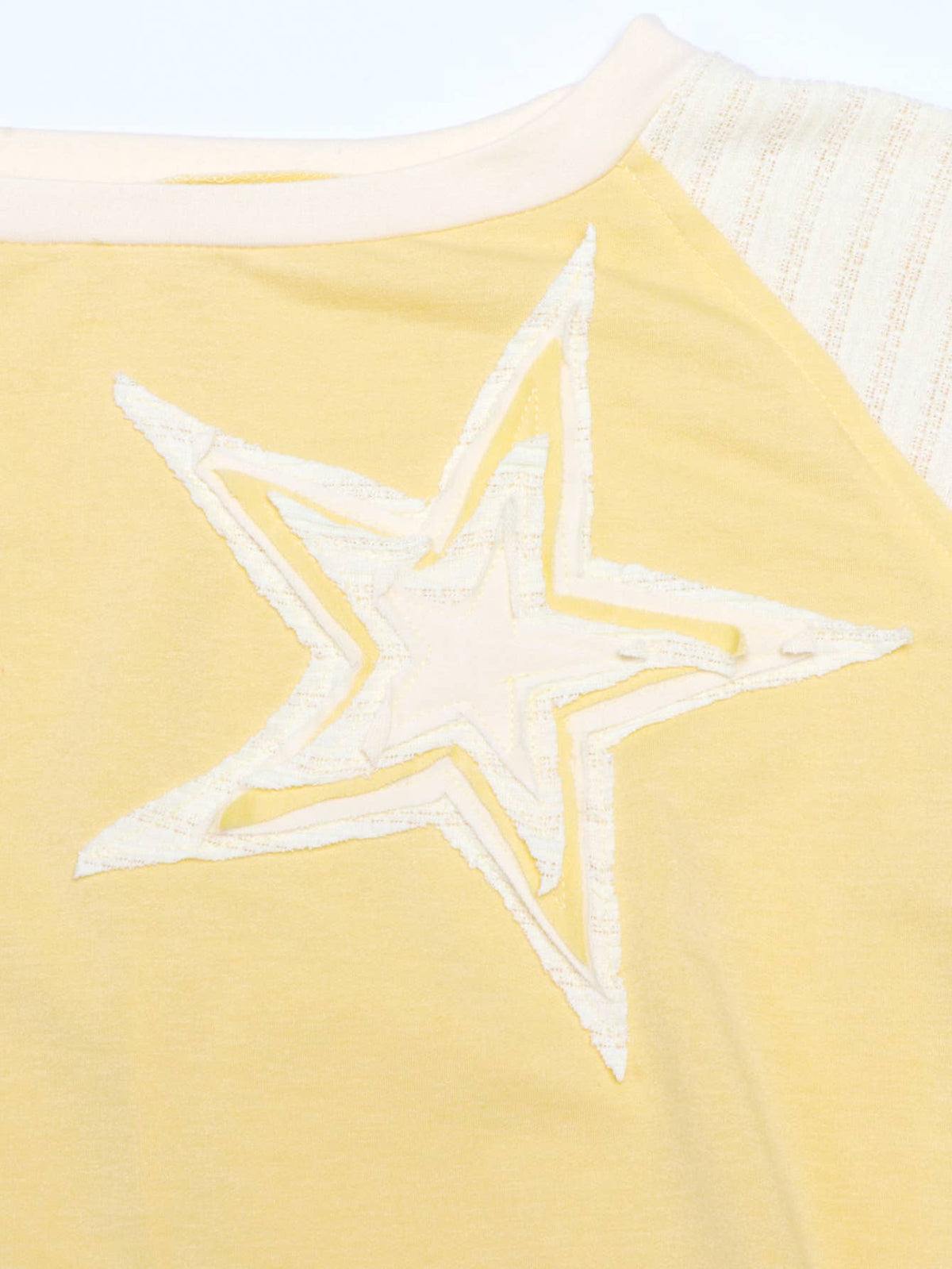 Waffle Star Patch Patchwork Crewneck Pullover