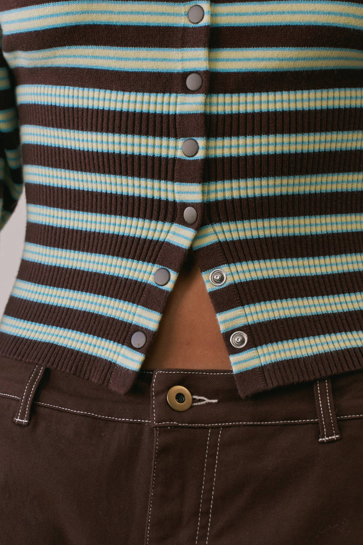 Josephine Striped Snap Button Down Cardigan