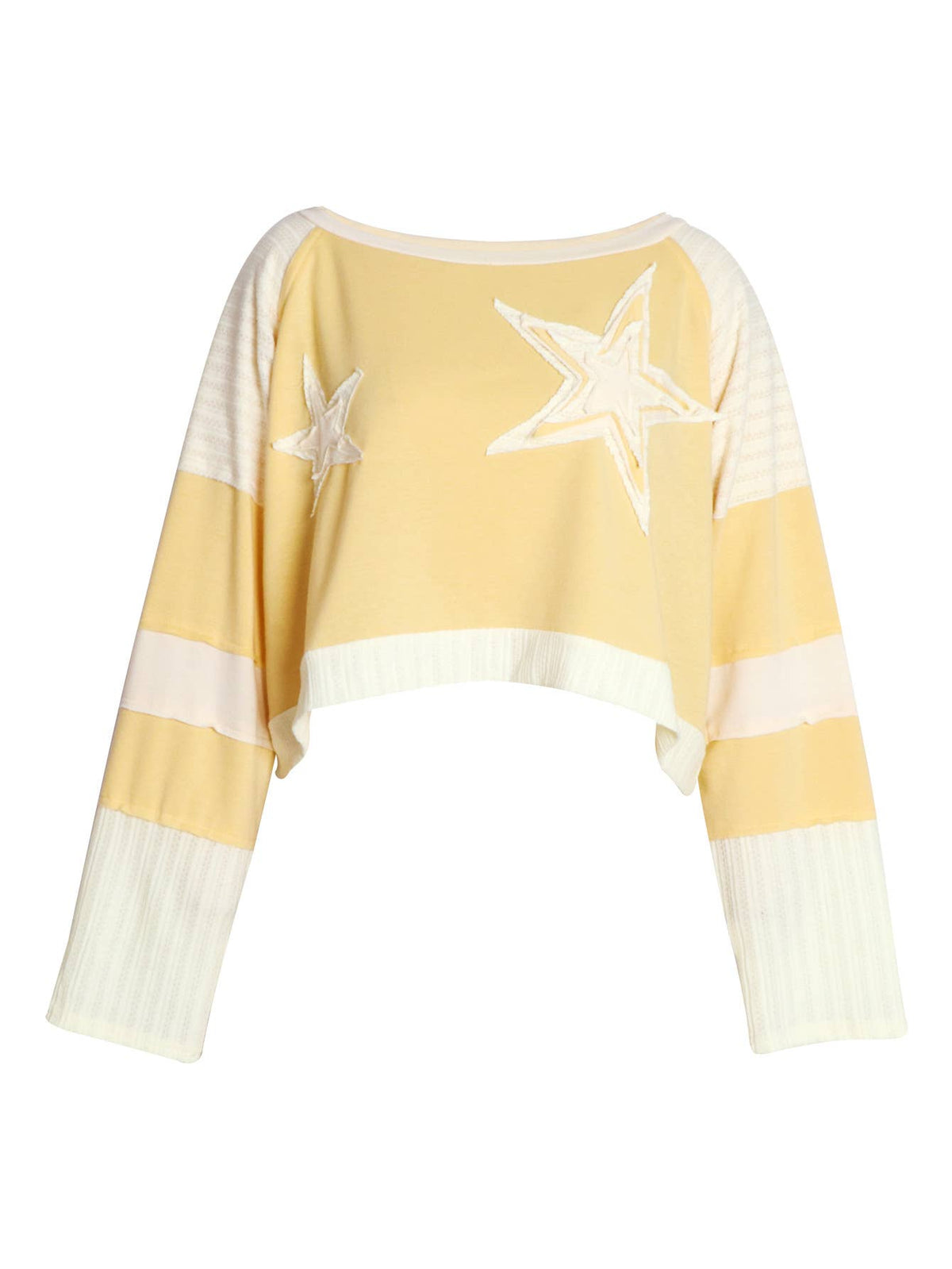 Waffle Star Patch Patchwork Crewneck Pullover