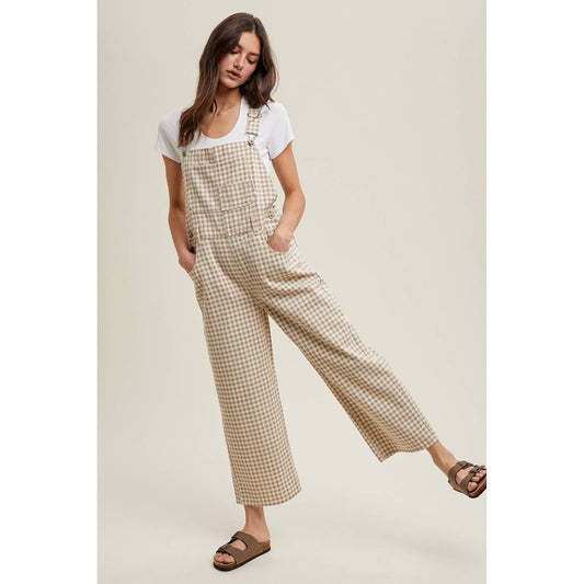 Gingham Denim Overalls