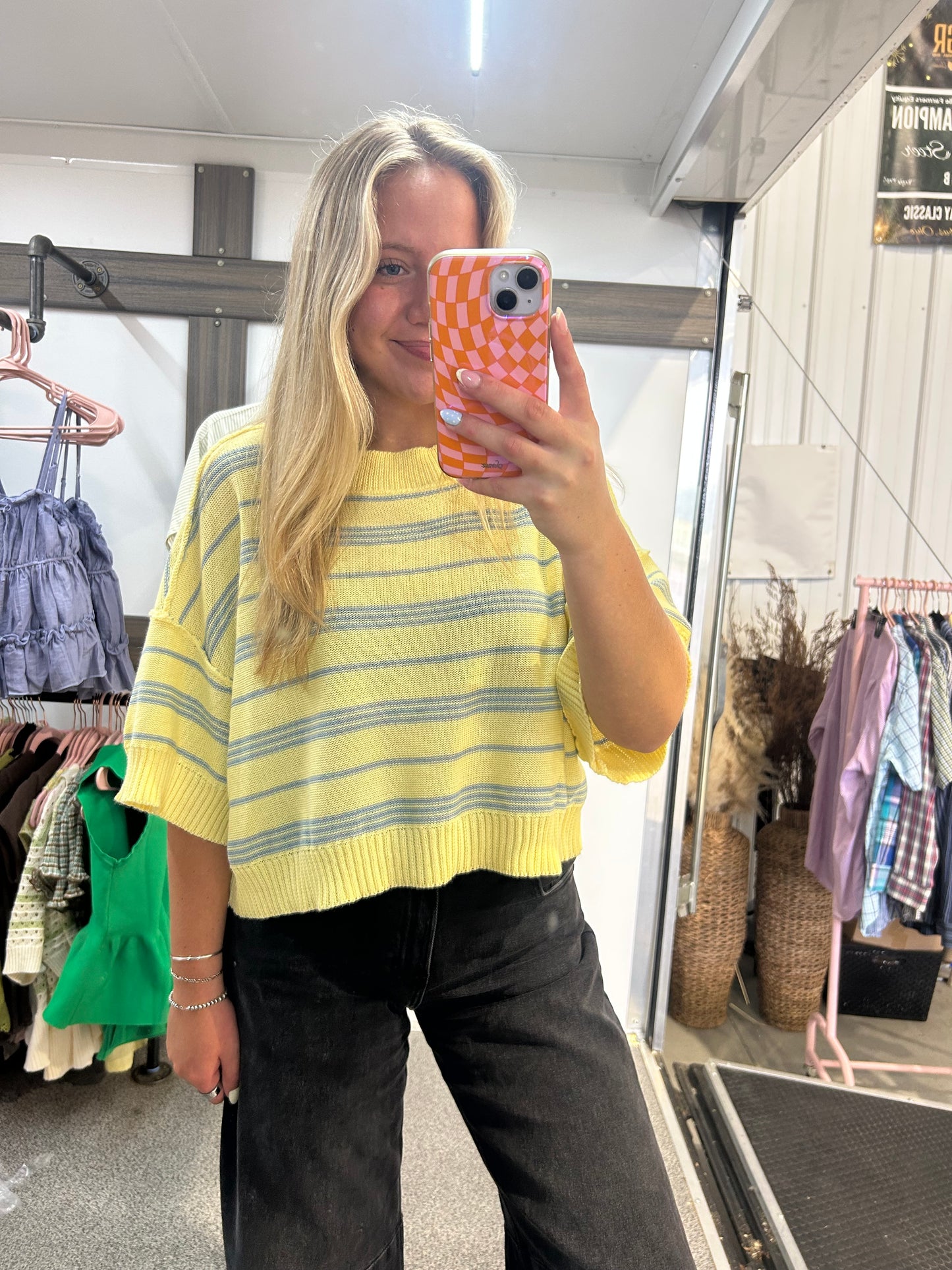STRIPE SWEATER WITH DROP SHOULDERS