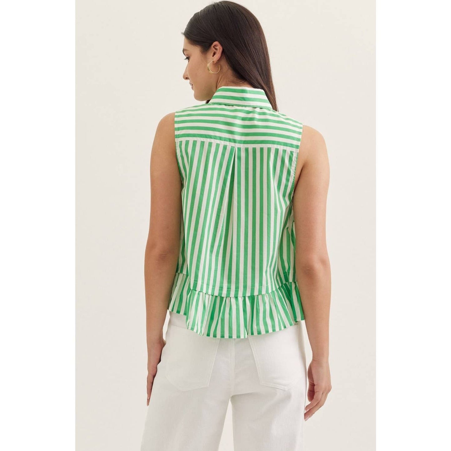 Striped sleeveless peplum top