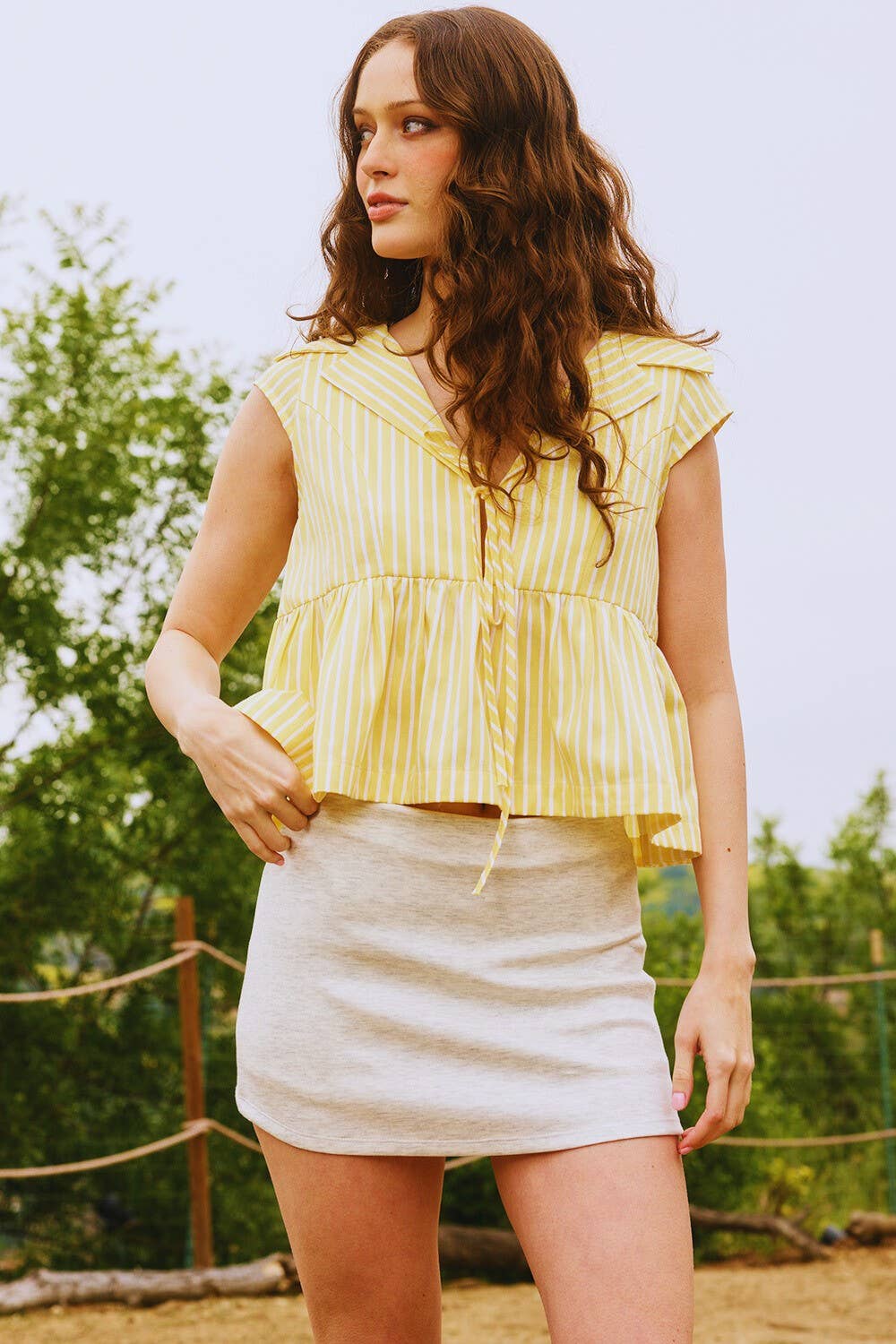 Stripe Yellow Babydoll Blouse