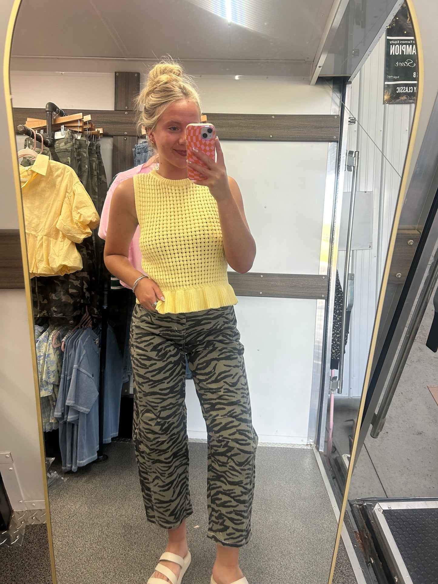 Zebra Stripe Printed Wide Leg Jeans