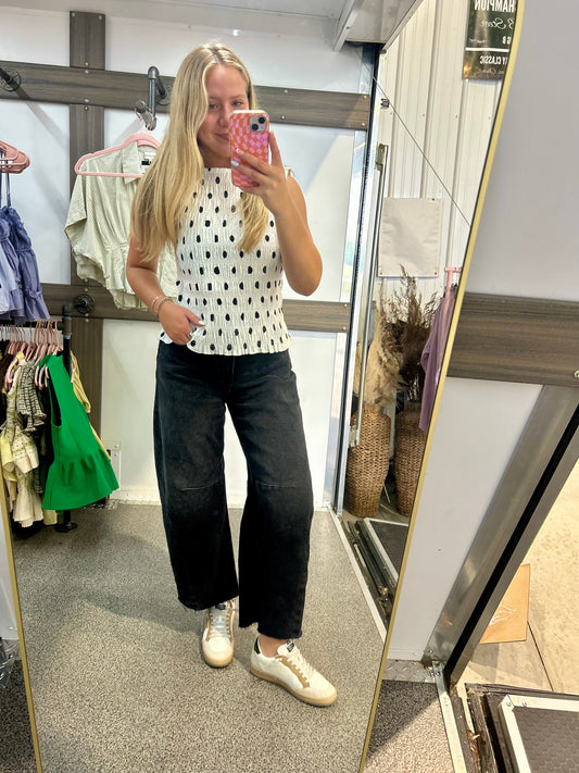 Smocked Polka Dot Top