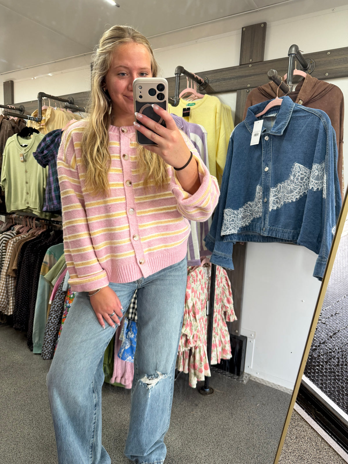 Cozy Stripe Button-Up Cardigan