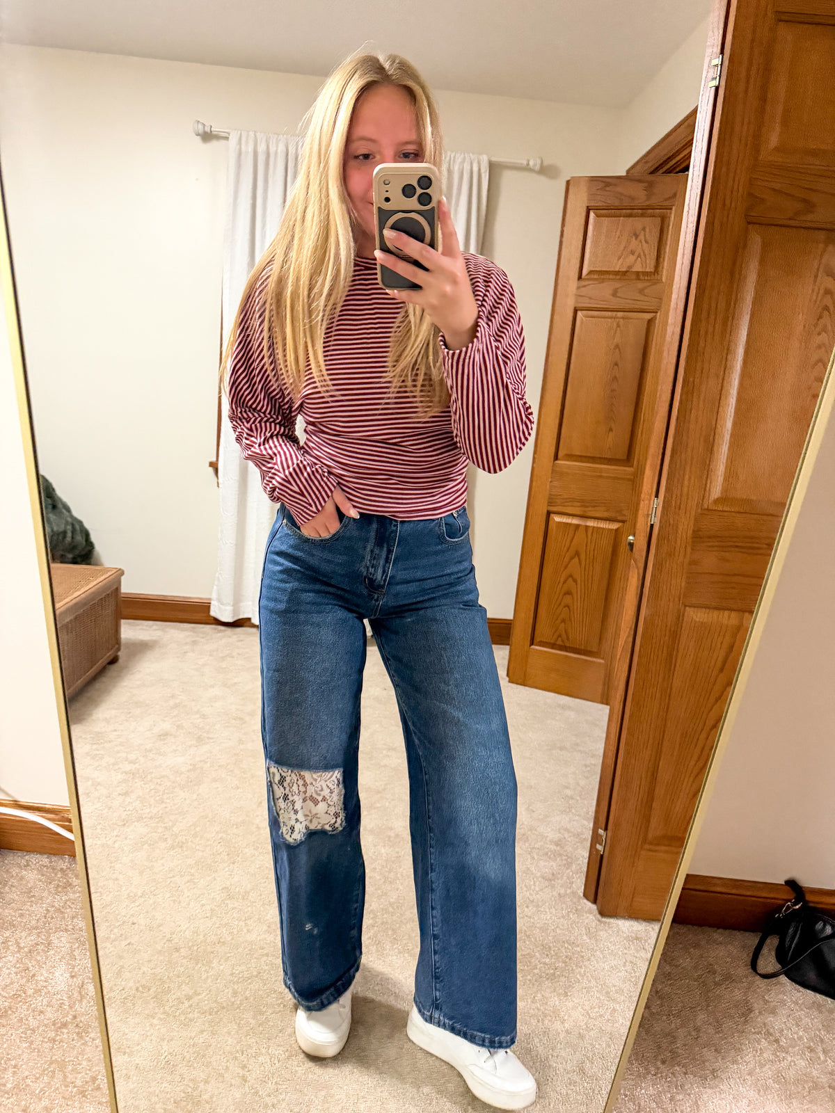 Relaxed Fit striped long sleeves Top