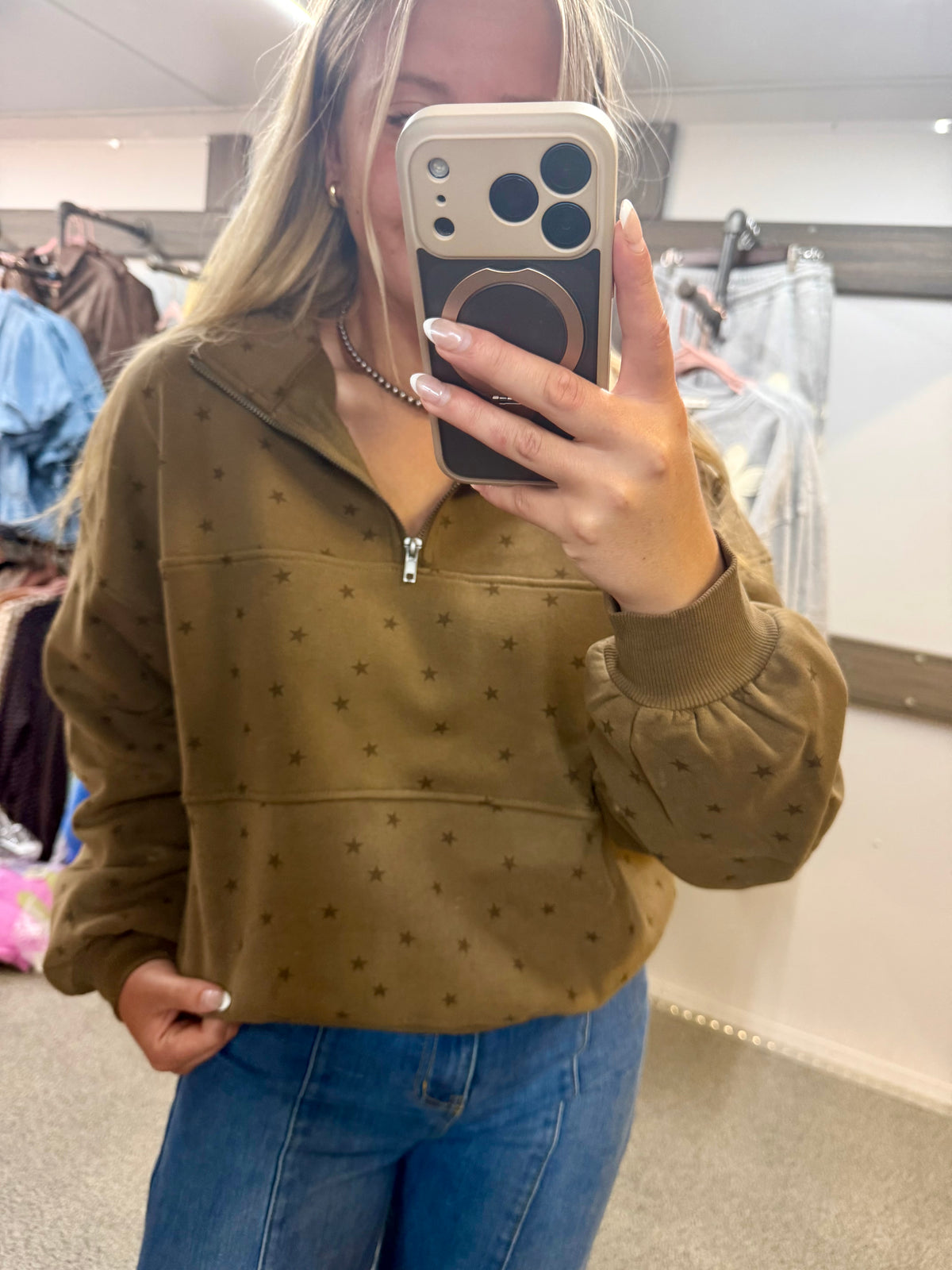 Mocha Star Quarter Zip