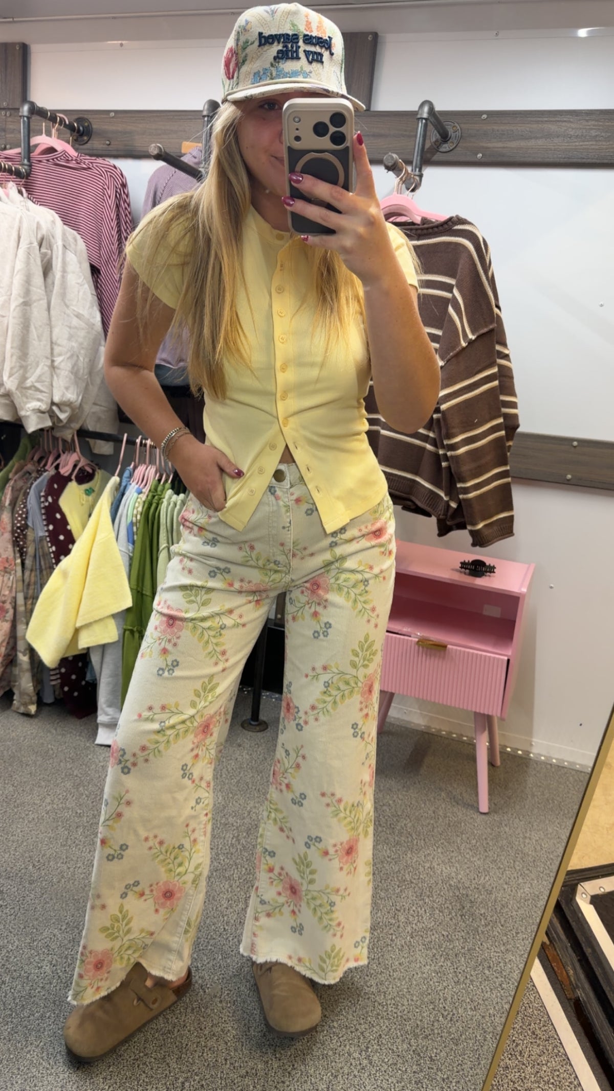 Floral Print Jeans