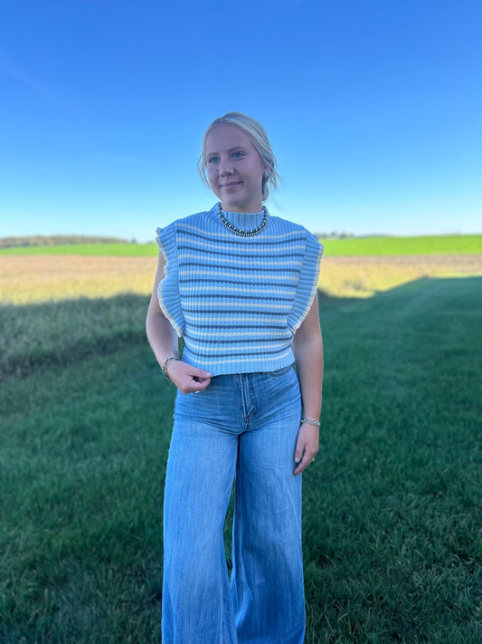 Blue Striped Sweater Vest