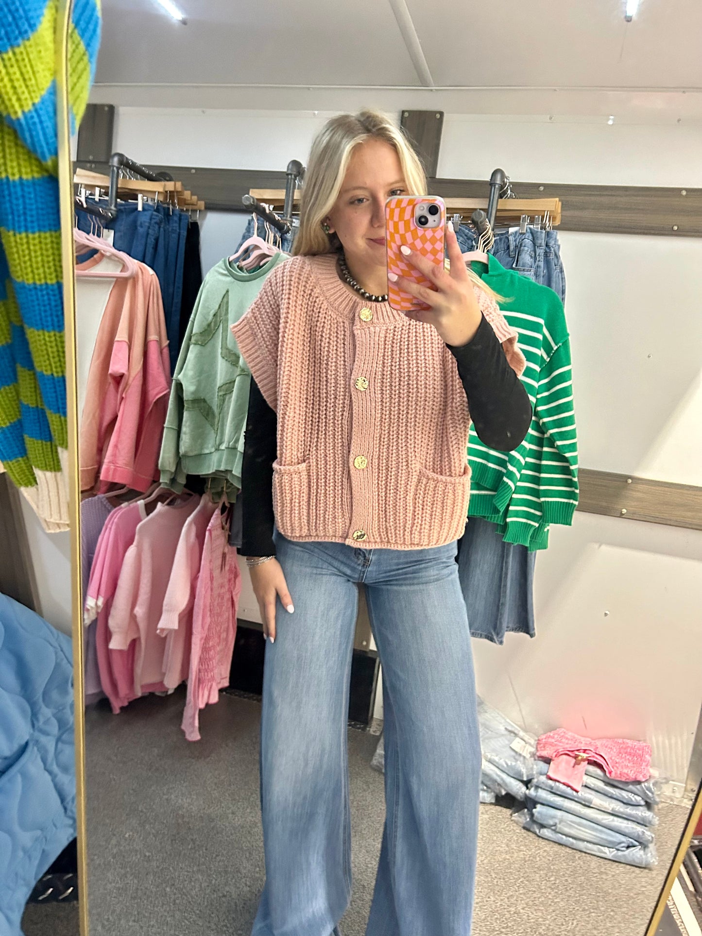 Oversized Button Down Knit Sweater Top