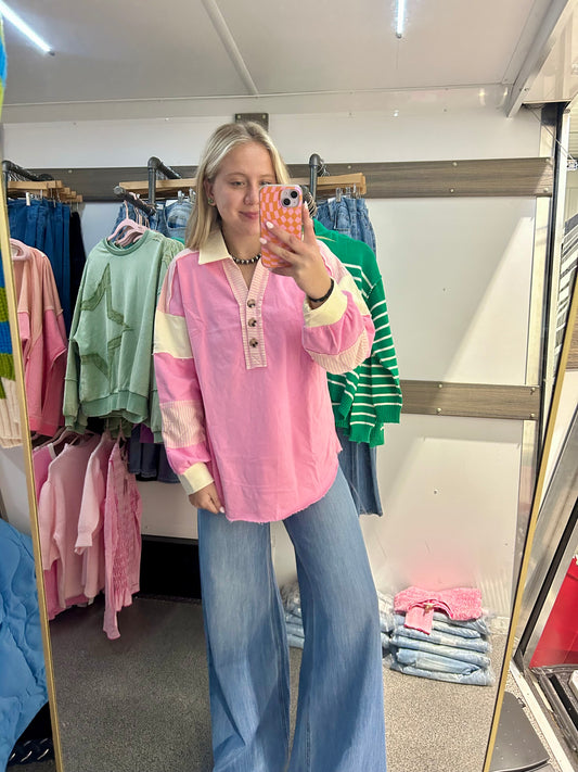 Color Block Oversized Casual Knit Top