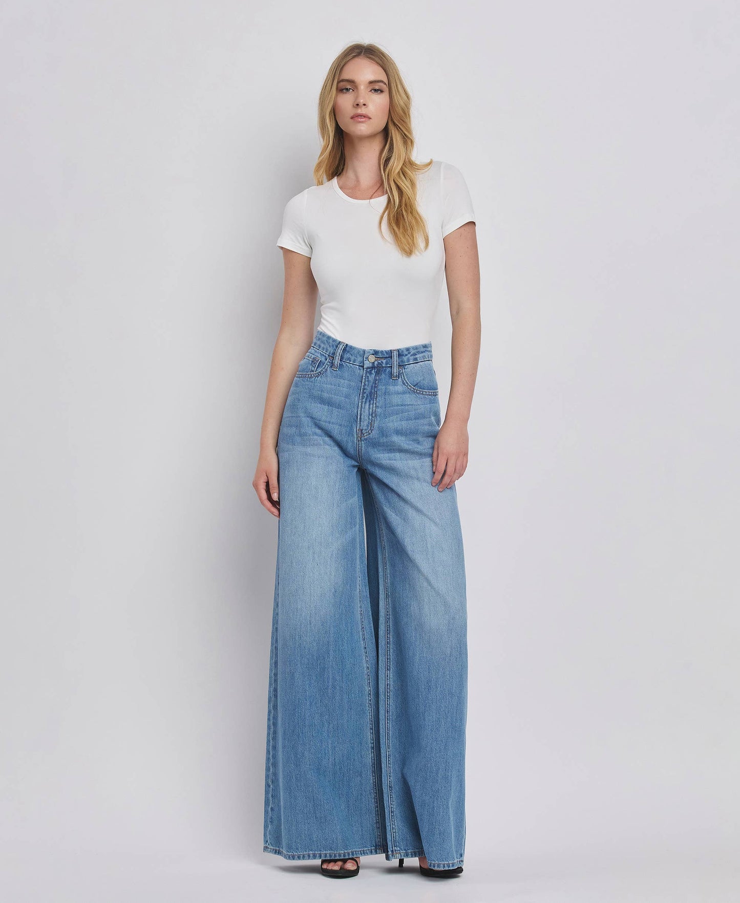 VERVET by FLYING MONKEY - SUPER HIGH RISE WIDE LEG JEANS V3567