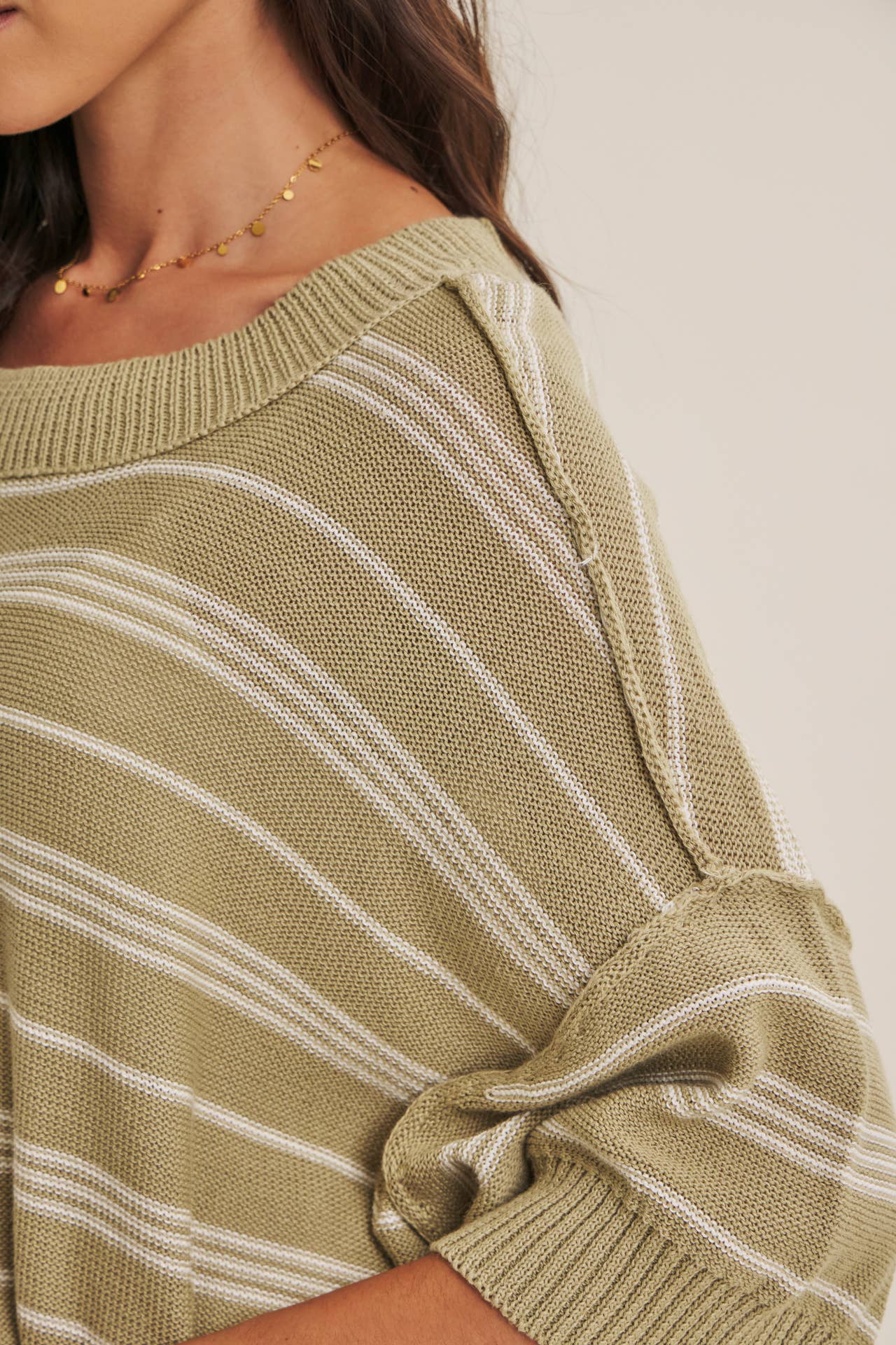 in february - ESSENSE OF WEEKENDS BOXY STRIPE SWEATER WITH DROP SHOULDERS