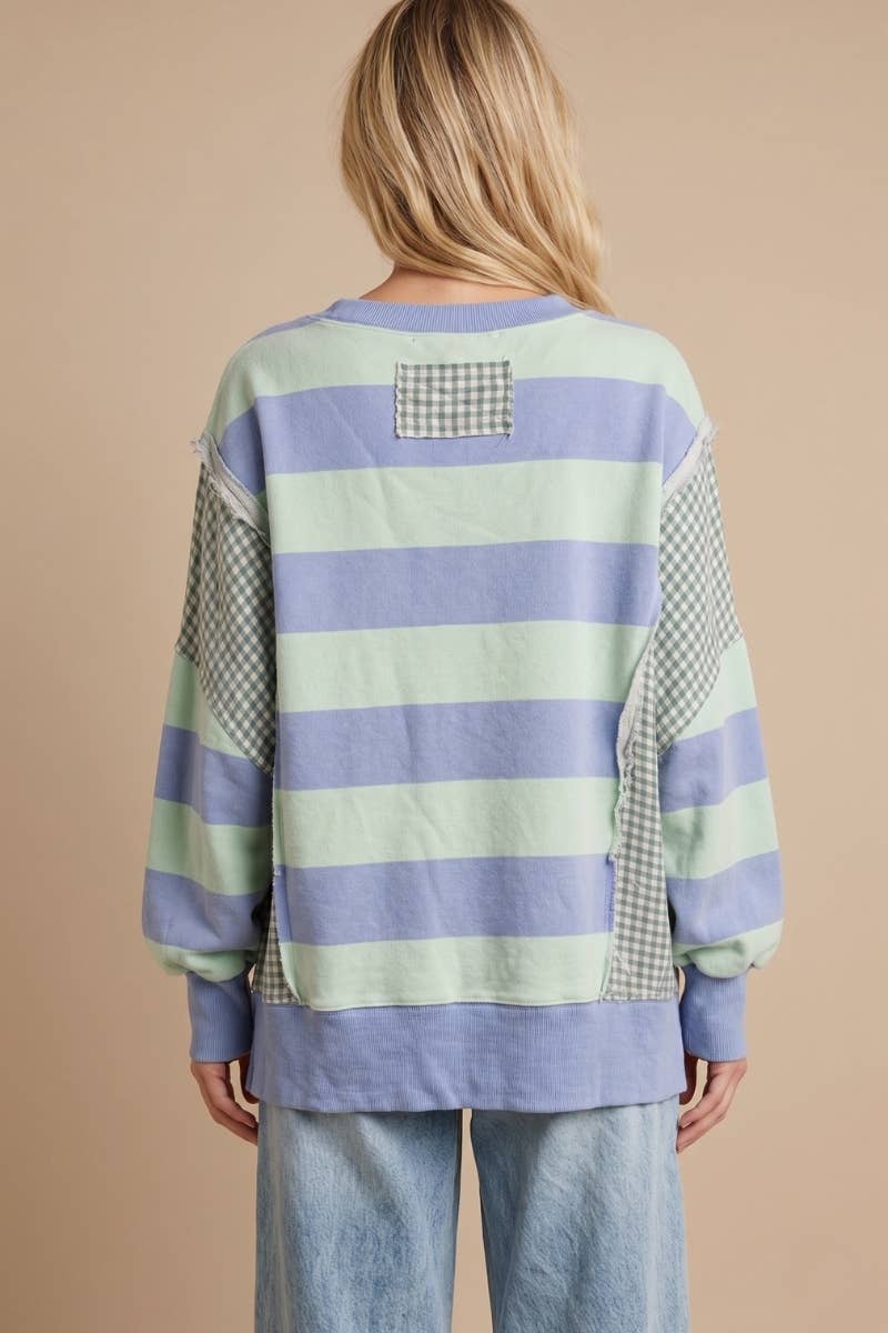 Mixed-Print Deconstructed Pullover