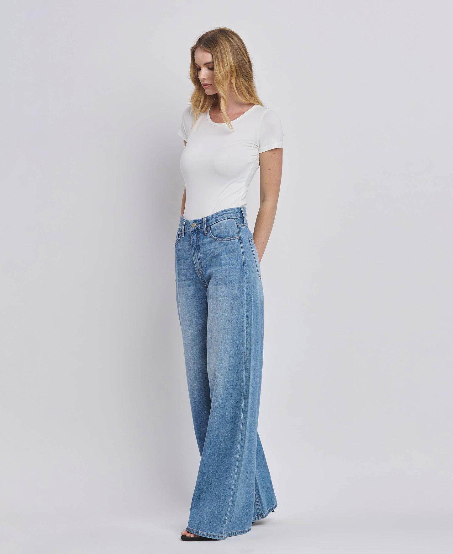 VERVET by FLYING MONKEY - SUPER HIGH RISE WIDE LEG JEANS V3567