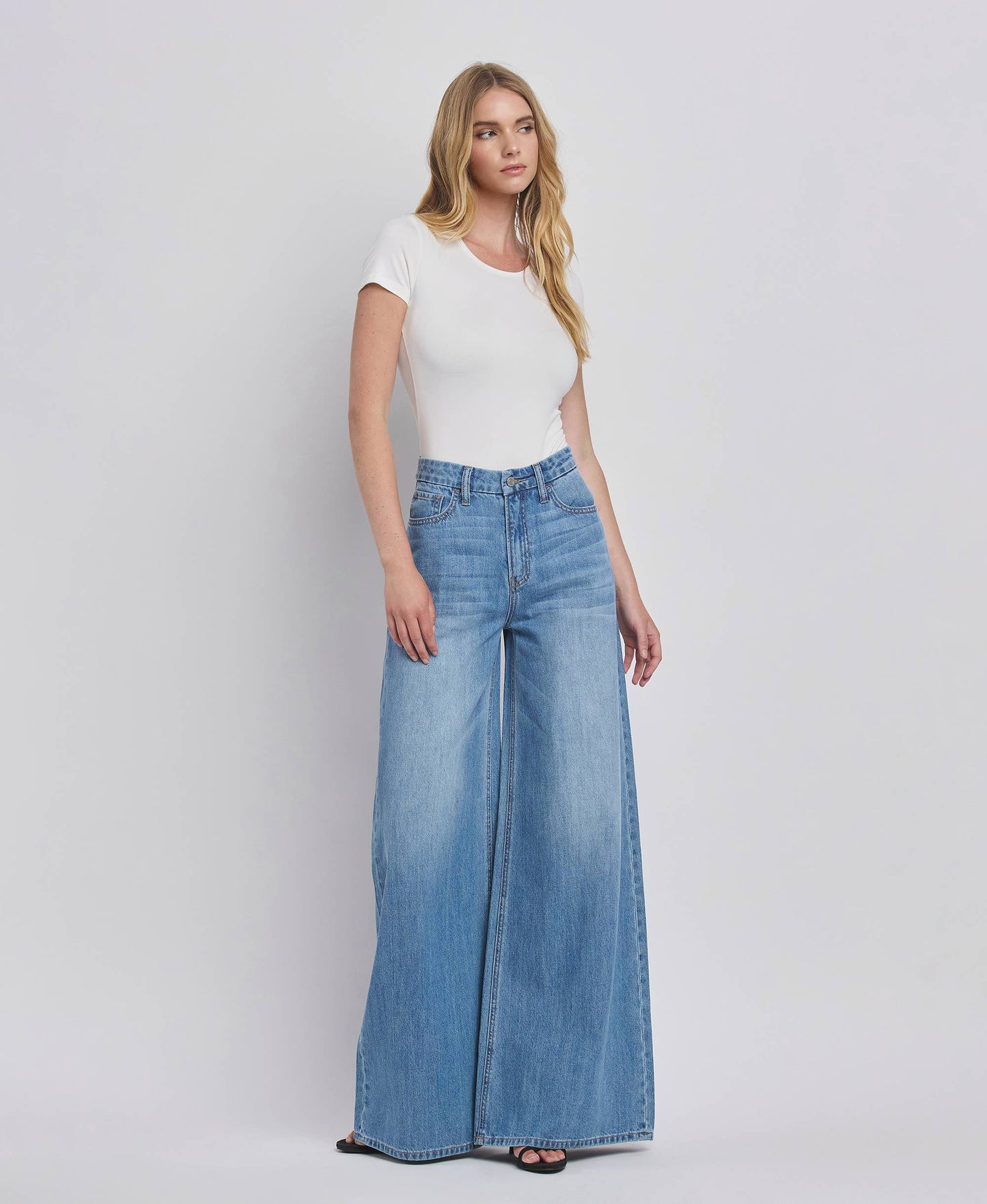 VERVET by FLYING MONKEY - SUPER HIGH RISE WIDE LEG JEANS V3567