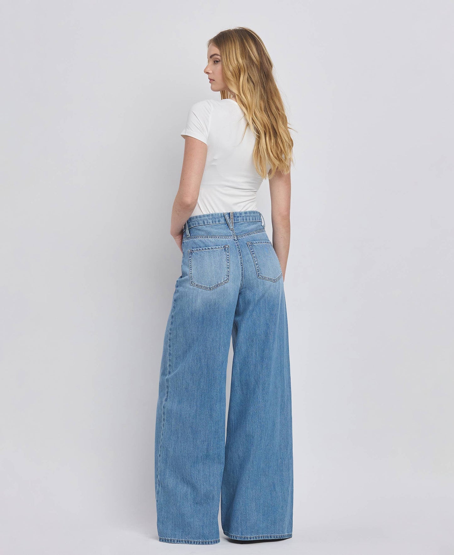 VERVET by FLYING MONKEY - SUPER HIGH RISE WIDE LEG JEANS V3567