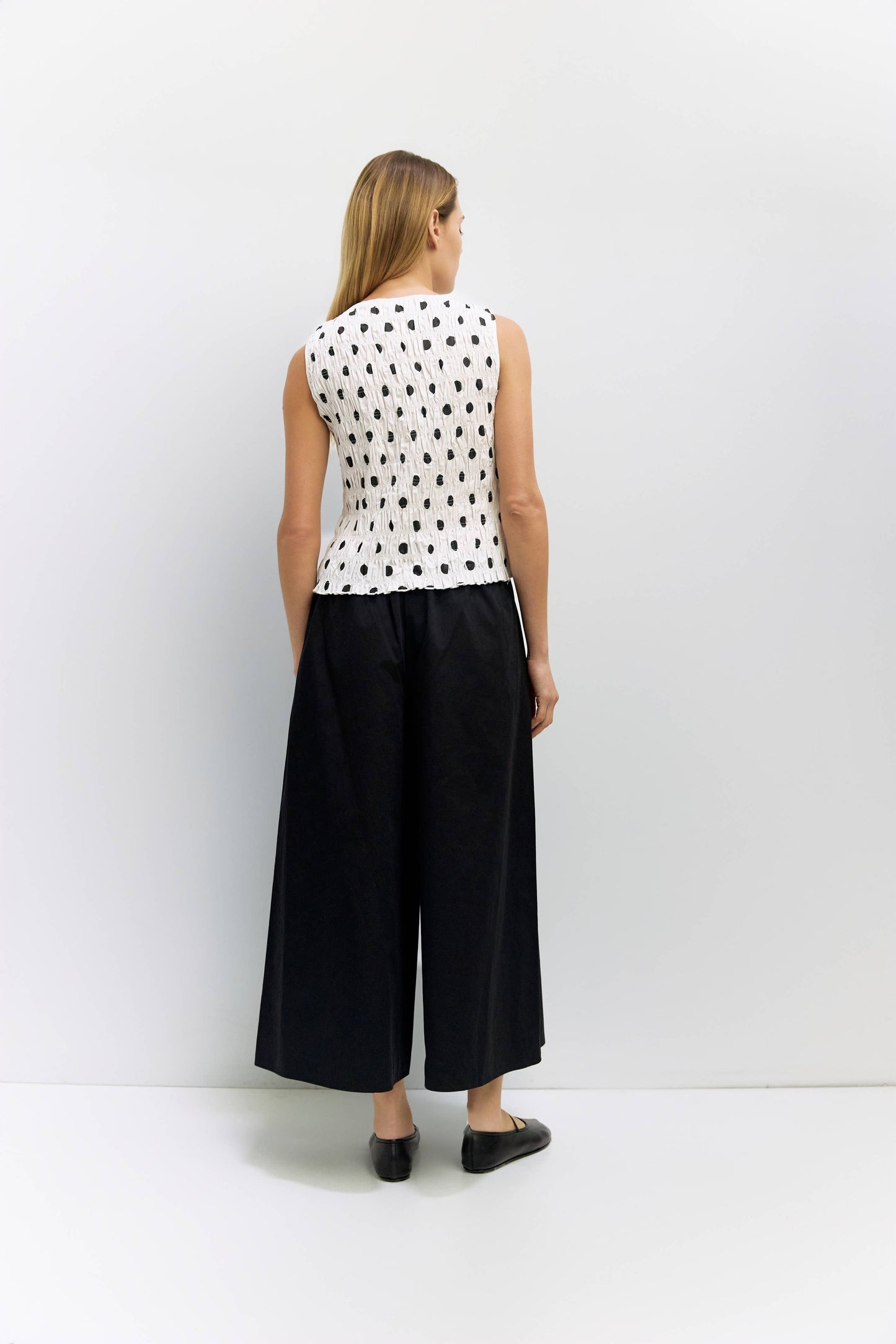 All Row - The Natalie Top | Smocked Polka Dot Top
