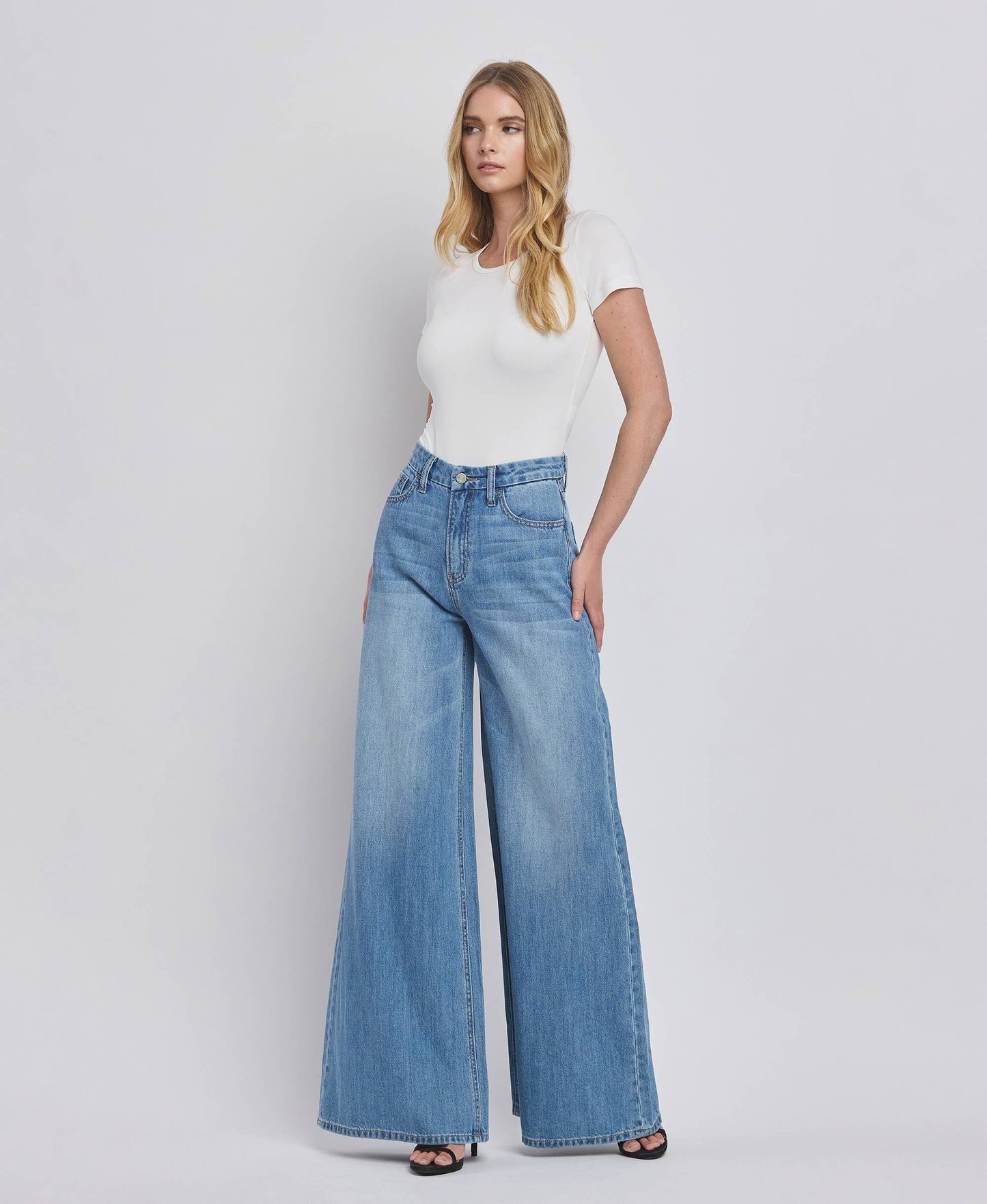 VERVET by FLYING MONKEY - SUPER HIGH RISE WIDE LEG JEANS V3567