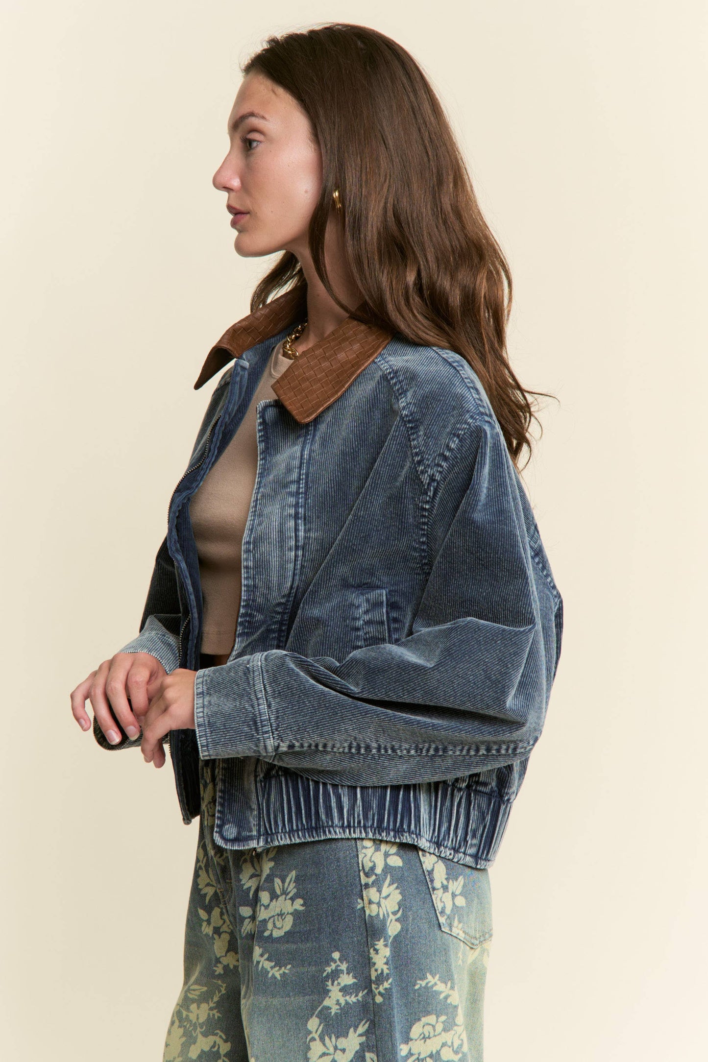 J.NNA - Mineral Wash  Corduroy Bomber Jacket