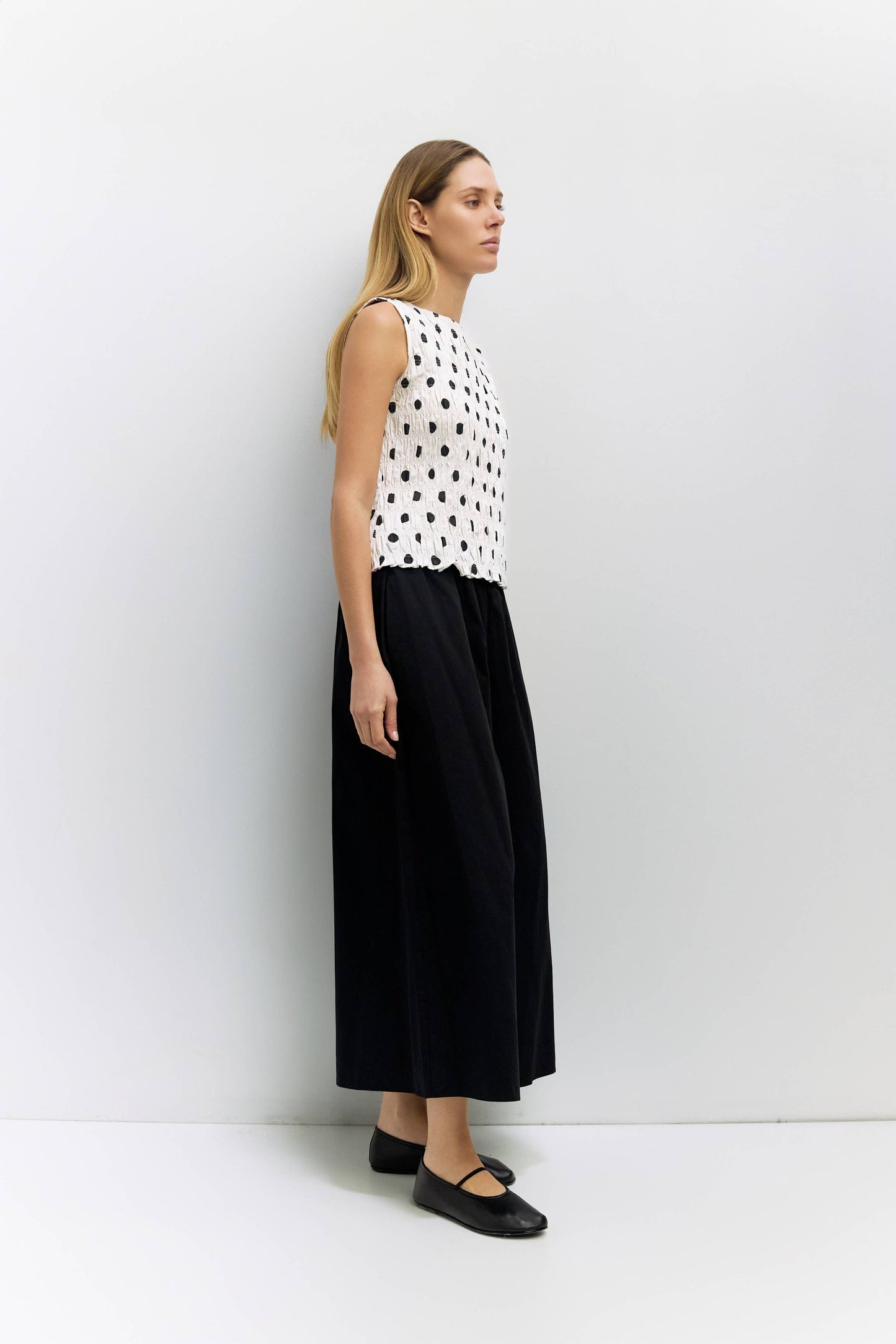All Row - The Natalie Top | Smocked Polka Dot Top