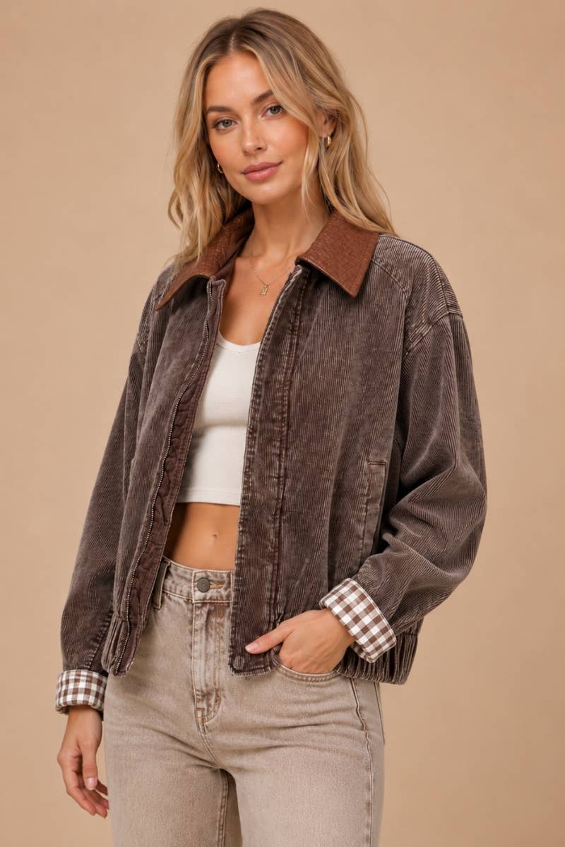 J.NNA - Mineral Wash  Corduroy Bomber Jacket