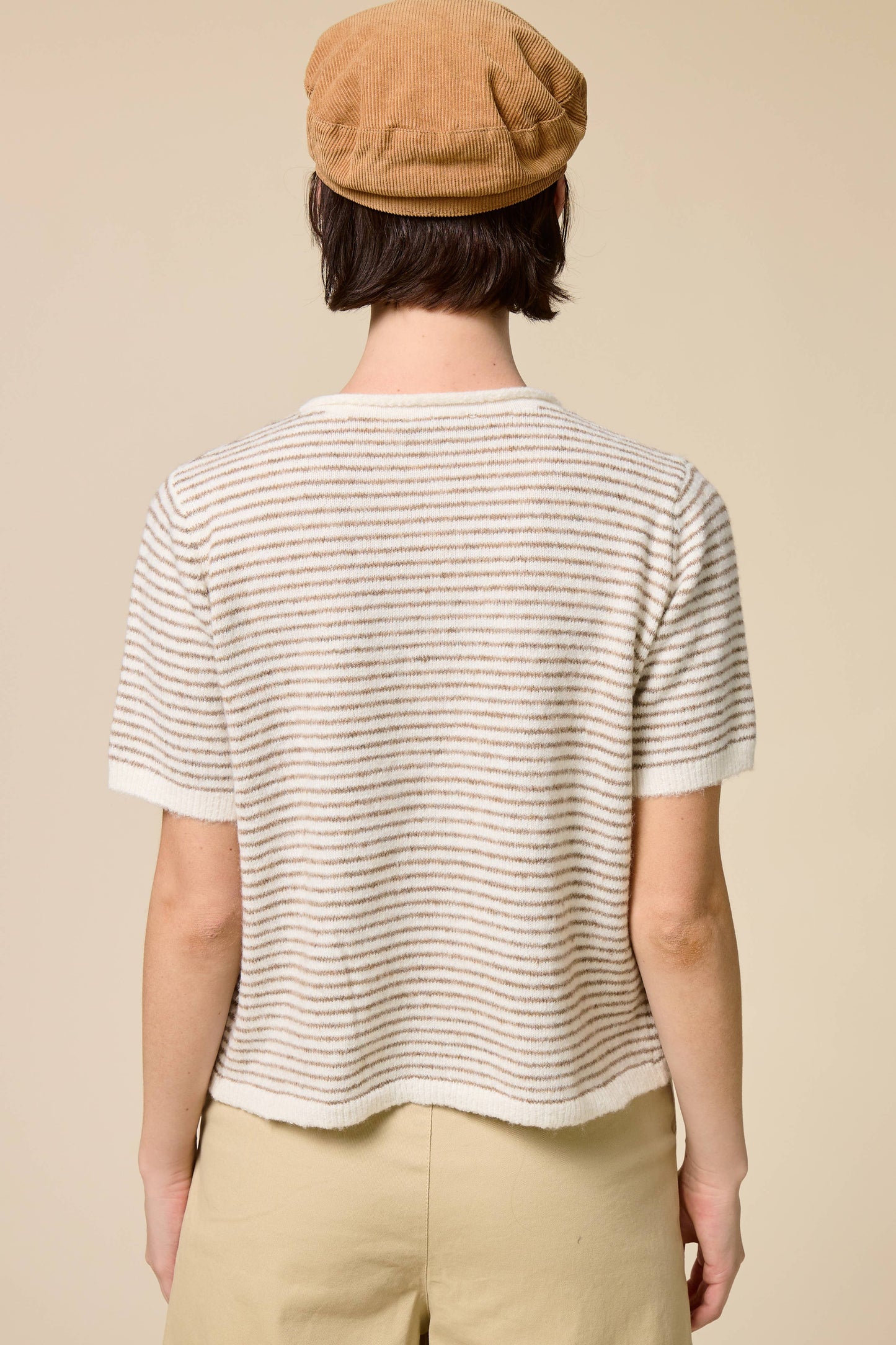 Mimosa - Striped Short Sleeve Button Cardigan
