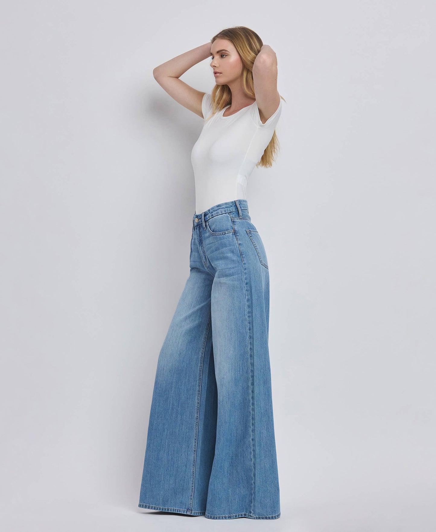 VERVET by FLYING MONKEY - SUPER HIGH RISE WIDE LEG JEANS V3567