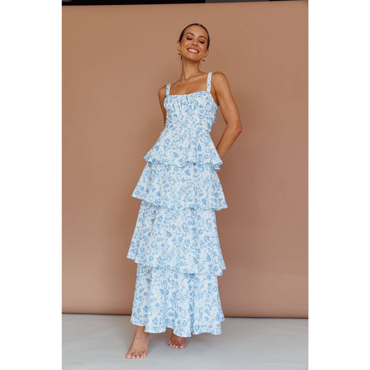 TIE UP TIERED SKIRT MAXI DRESS