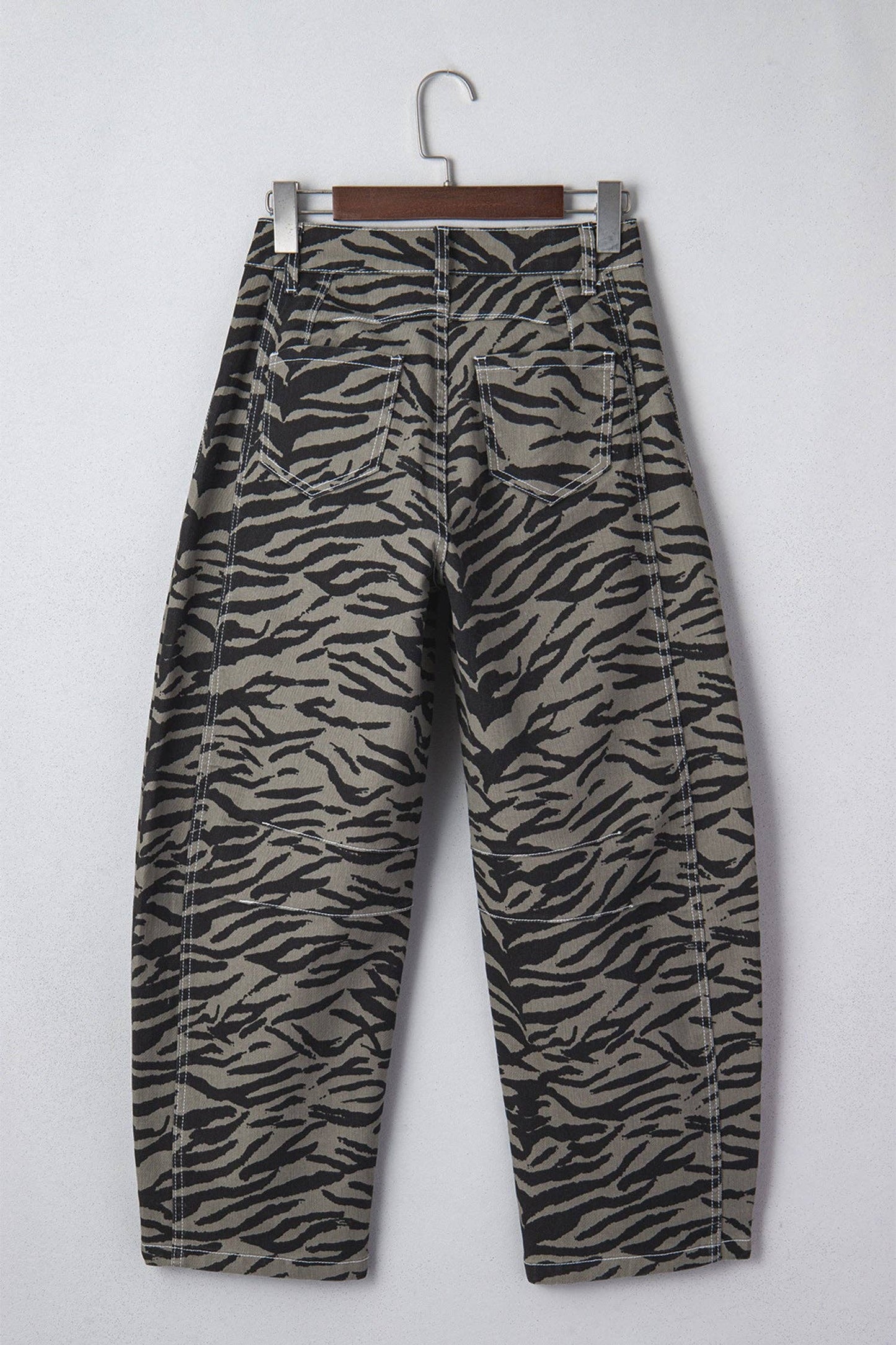 PRETTY BASH - PRETTY BASH Zebra Stripe Denim Wide Barrel Leg Jeans