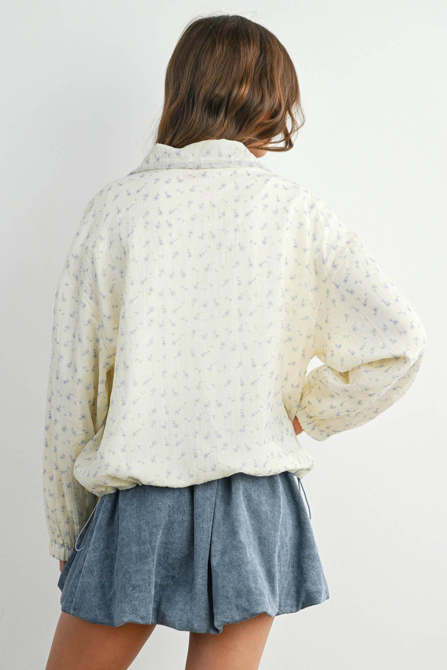 BUTTERMELON - Floral Zip-Up Collared Jacket - BMJ7882