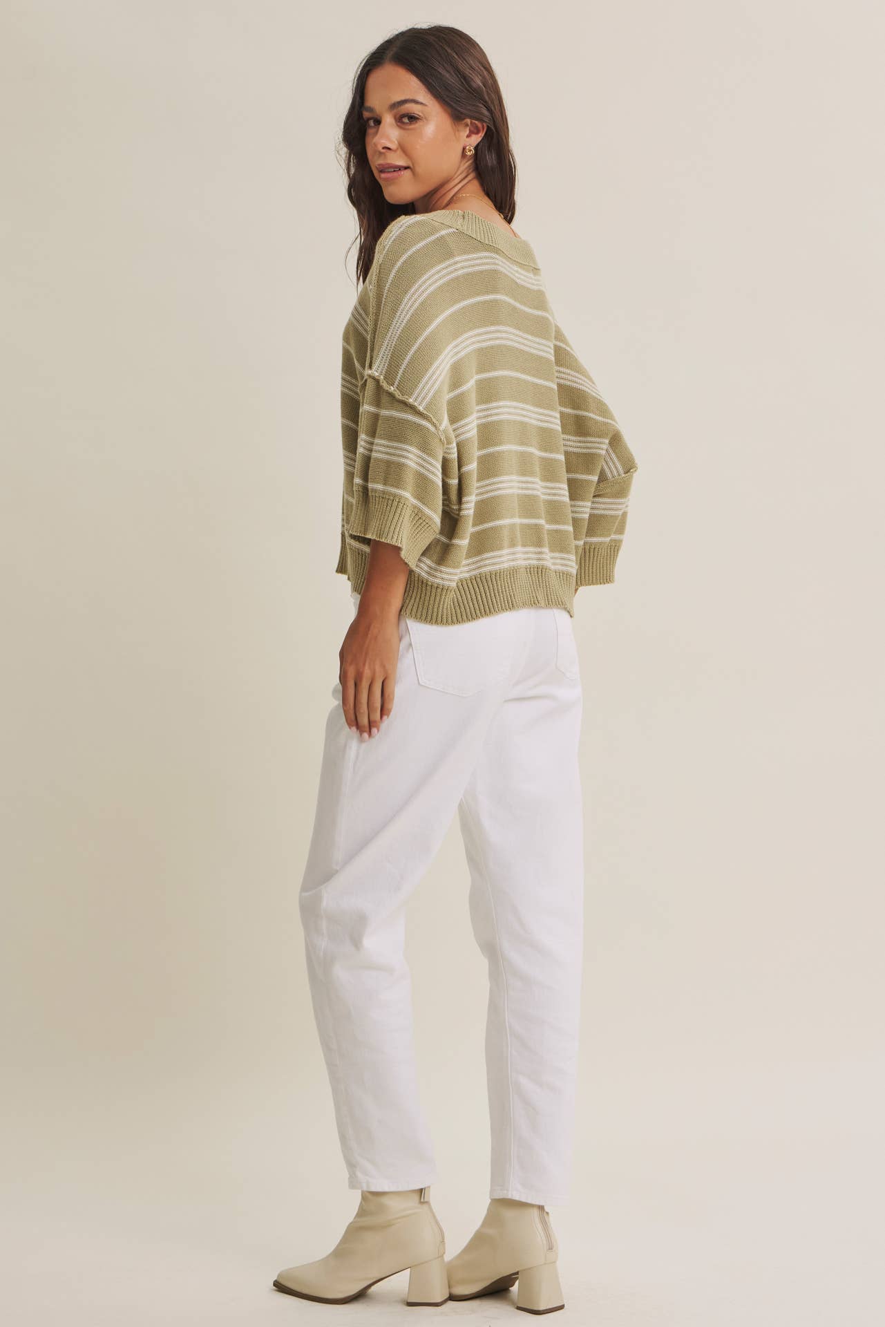in february - ESSENSE OF WEEKENDS BOXY STRIPE SWEATER WITH DROP SHOULDERS