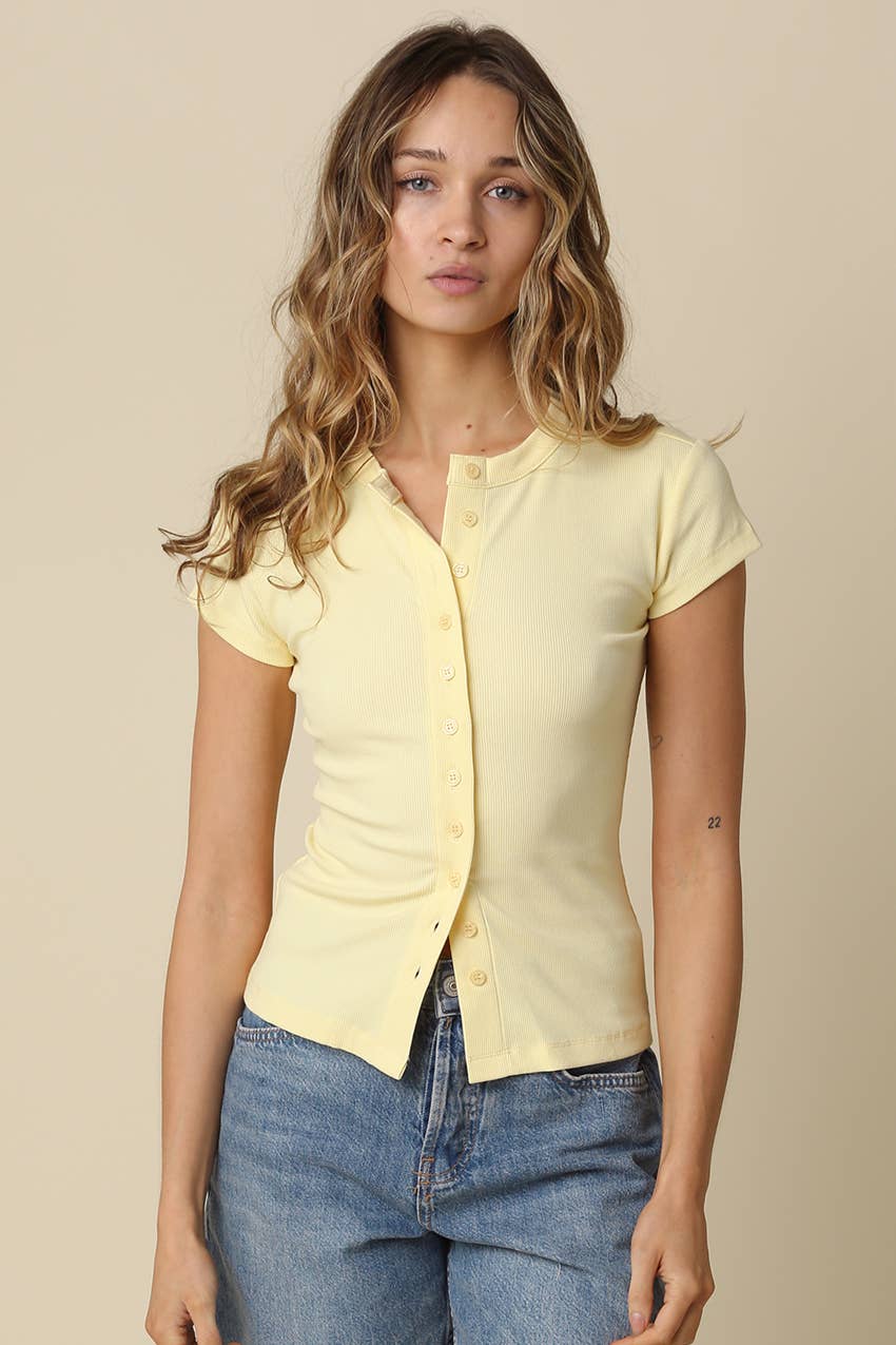 Sculpt Button-Front Knit Top