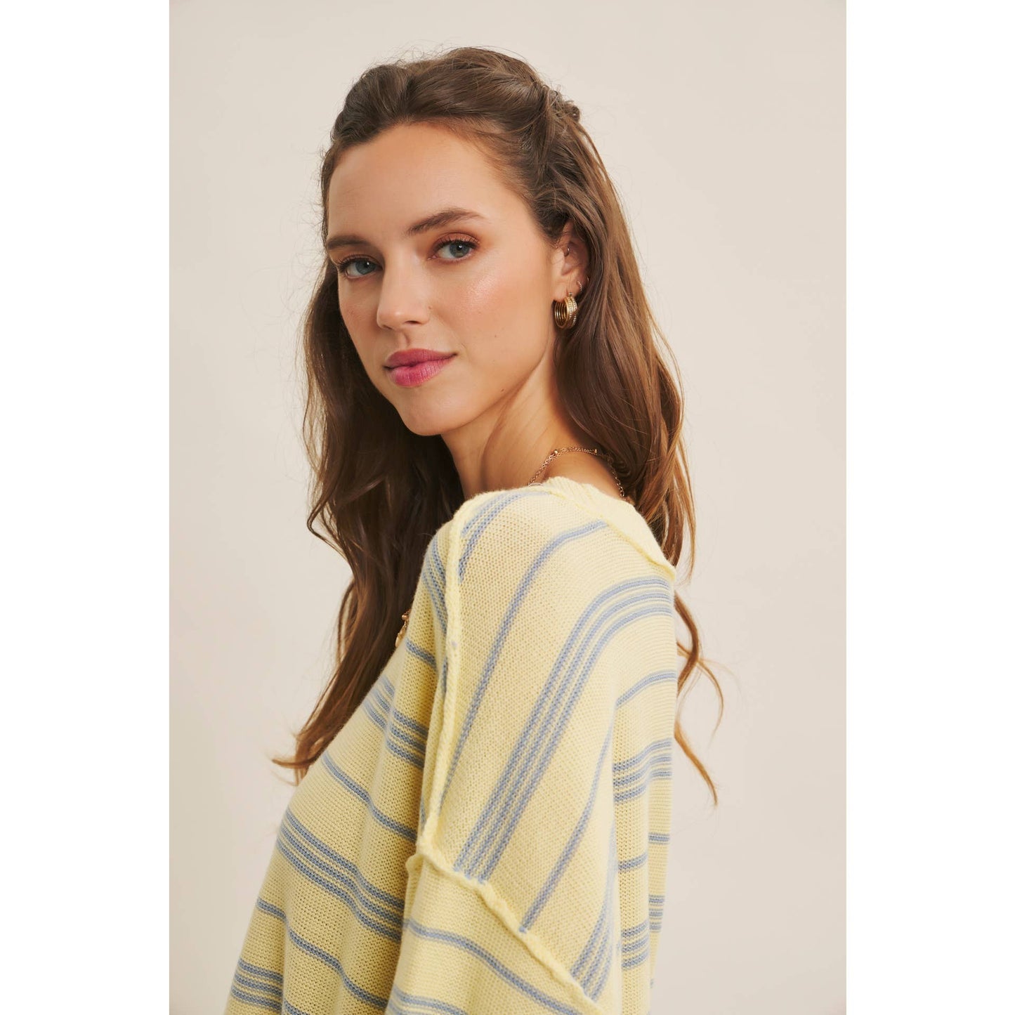 in february - ESSENSE OF WEEKENDS BOXY STRIPE SWEATER WITH DROP SHOULDERS