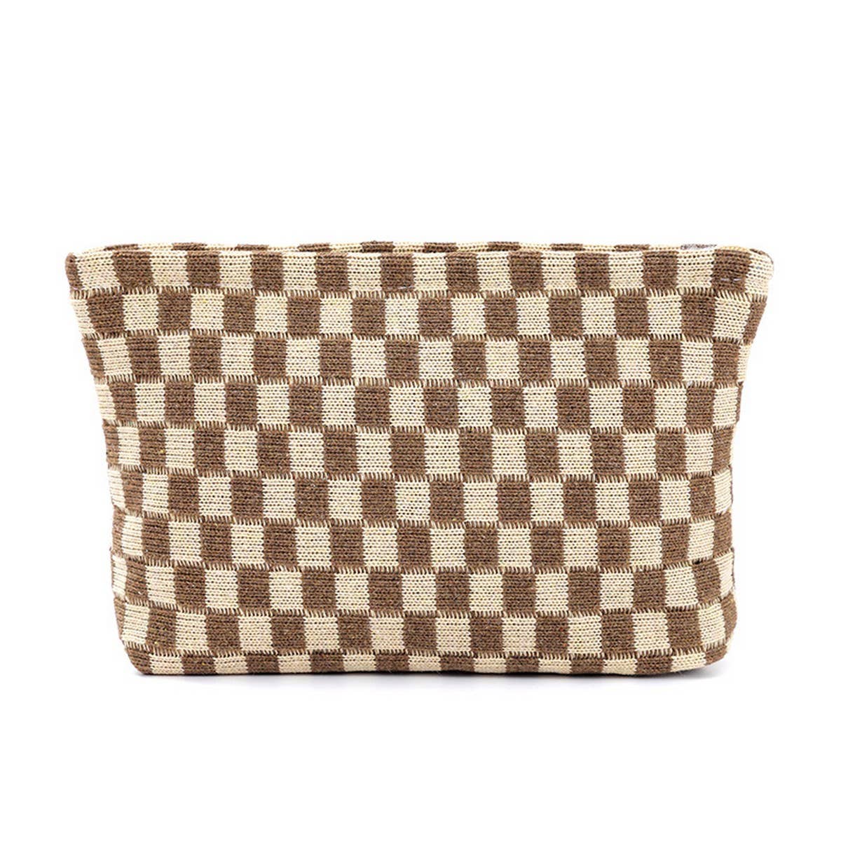 KNITTED CHECKERBOARD MAKEUP BAG