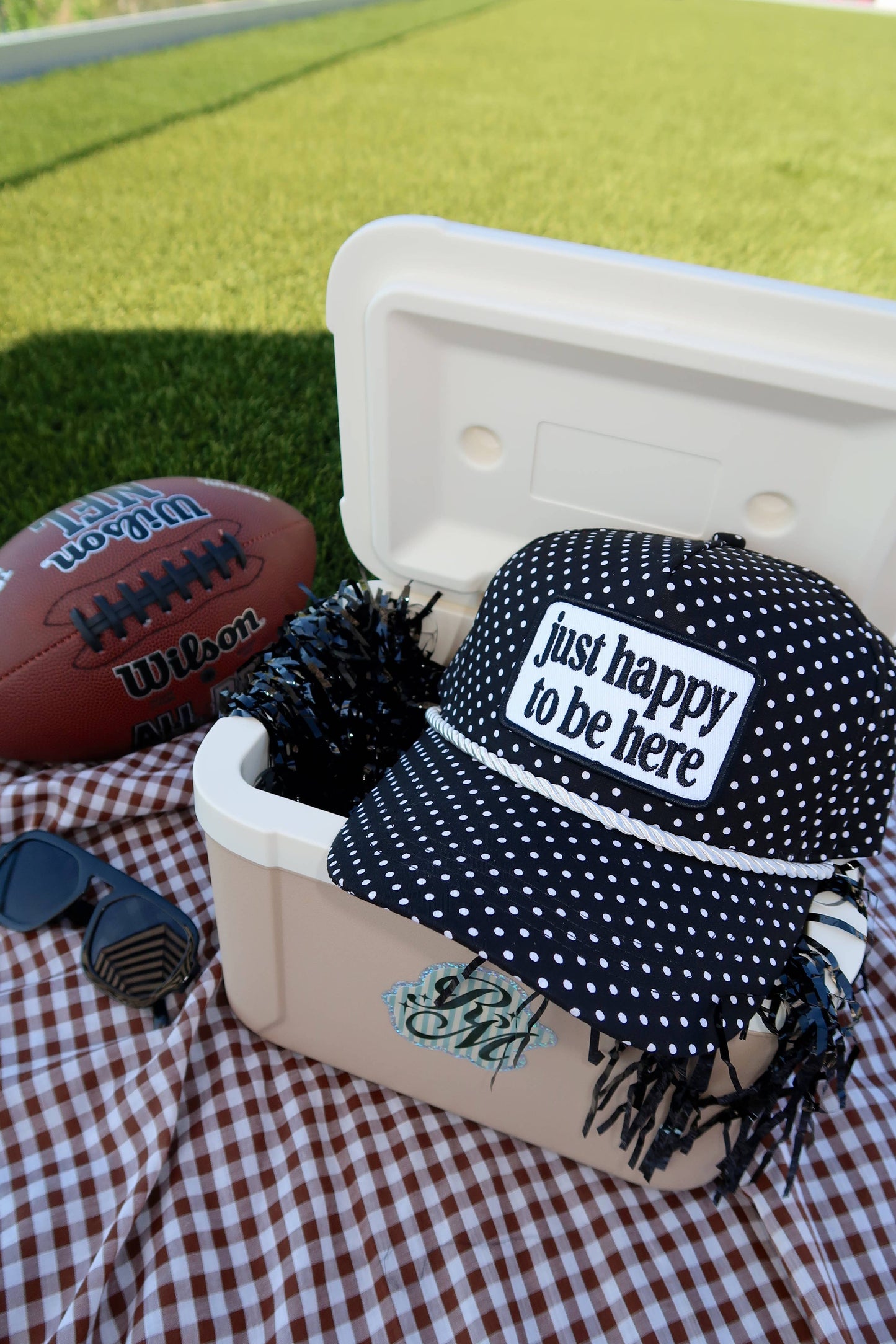 Ruby Moon - Just Happy To Be Here Polka Dot Patch Hat Game Day Hat