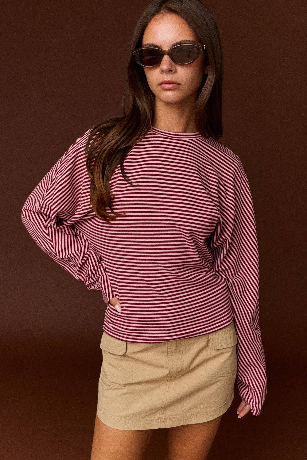 Relaxed Fit striped long sleeves Top