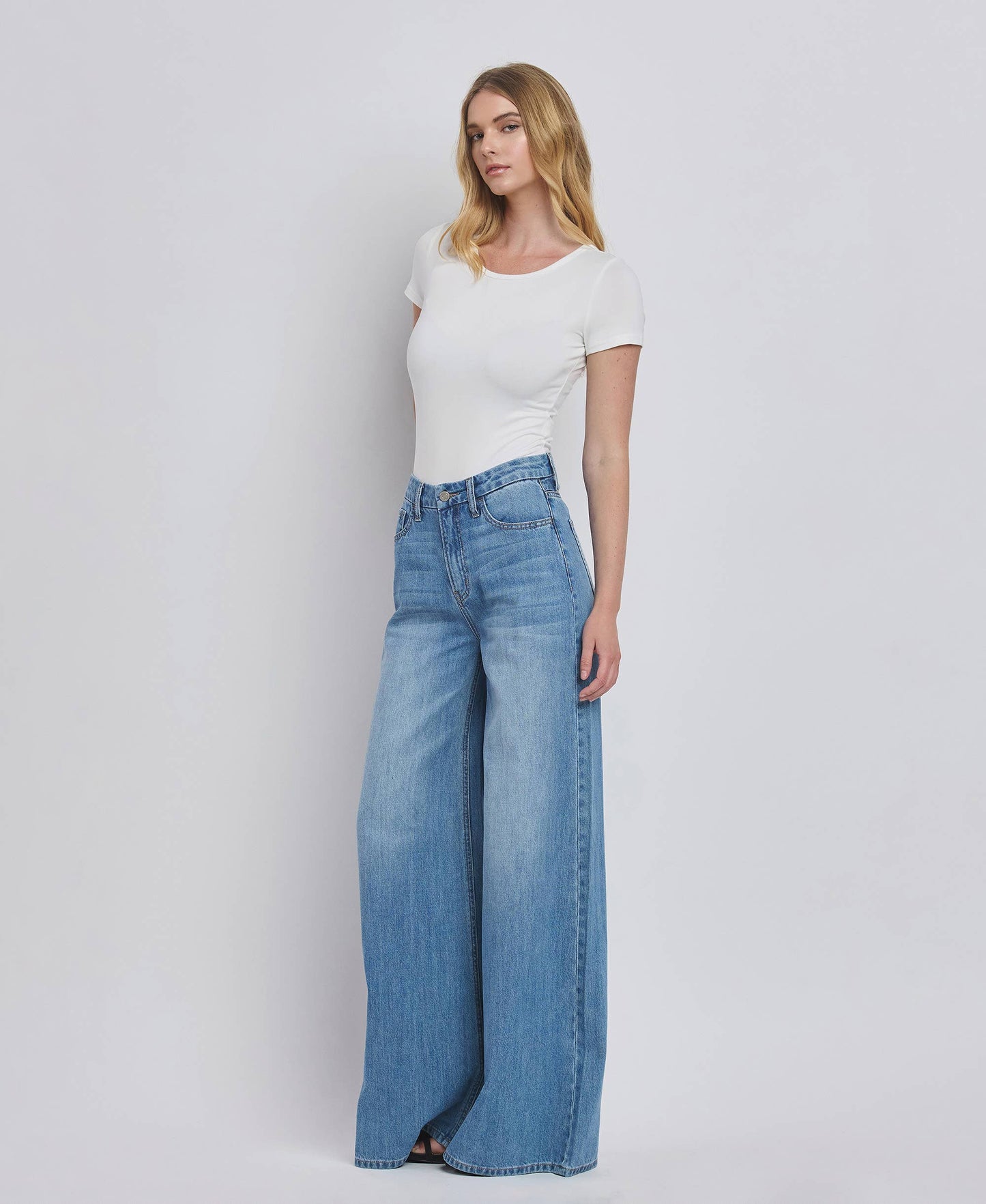 VERVET by FLYING MONKEY - SUPER HIGH RISE WIDE LEG JEANS V3567