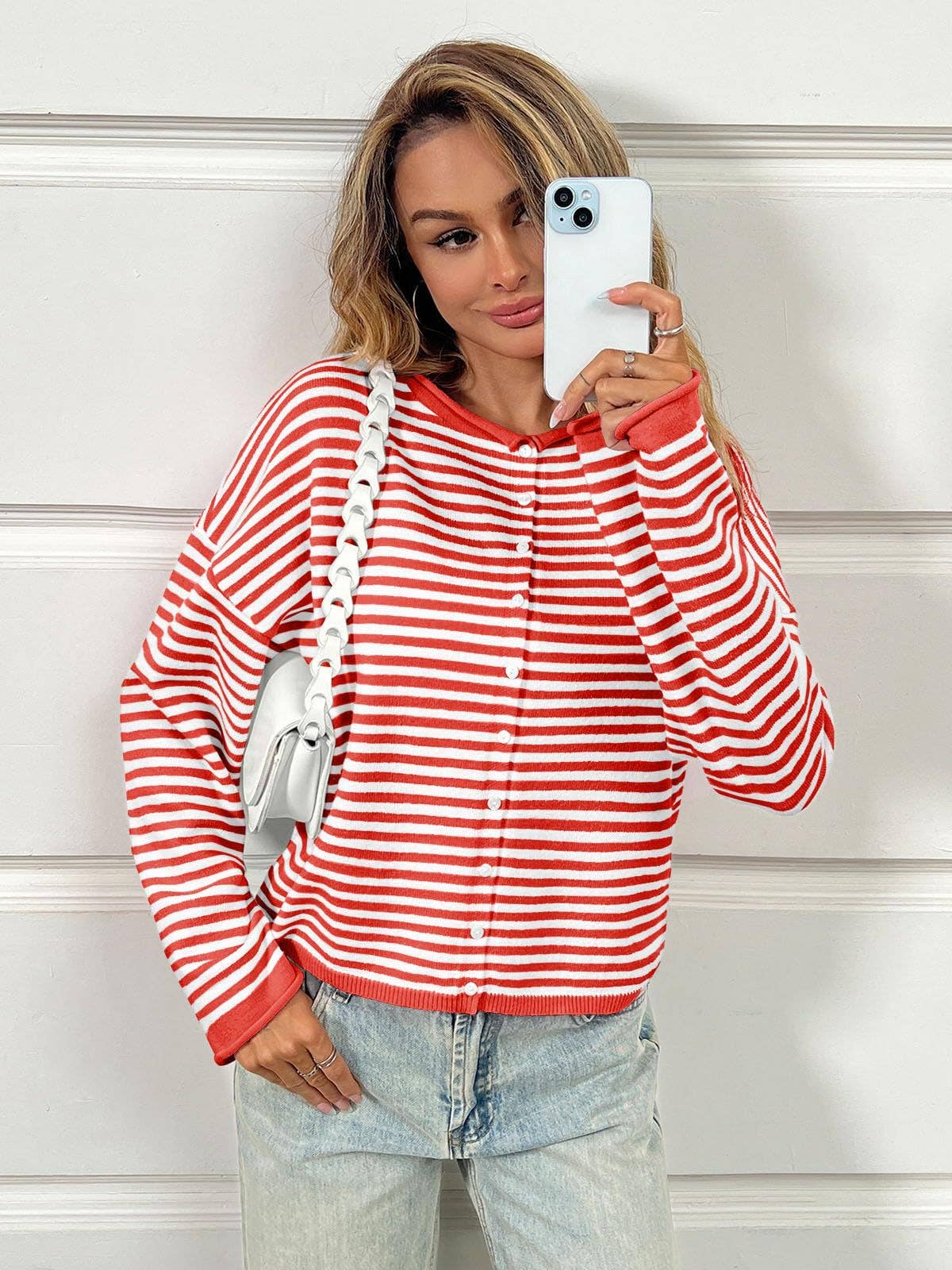 Striped Color Block Cardigan Sweater | Long Sleeve Casual Open Front