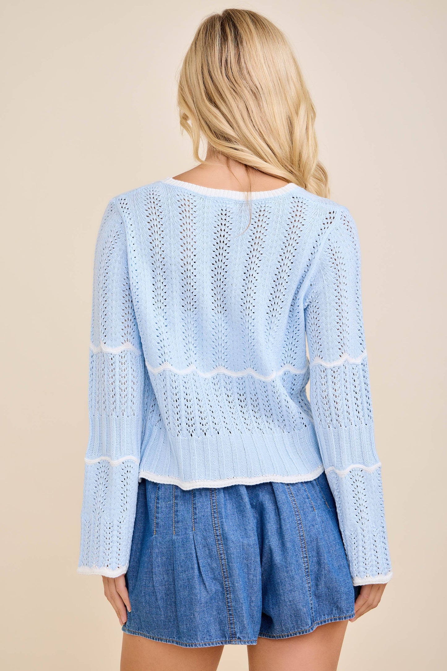 TIE CLOSURE POINTELLE CARDIGAN